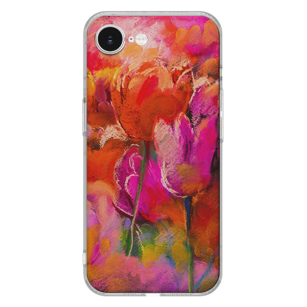 TPU Hoesje iPhone 16e - Tulips Backcover met kleurrijk tulpen ontwerp voor optimale schokabsorberende bescherming.