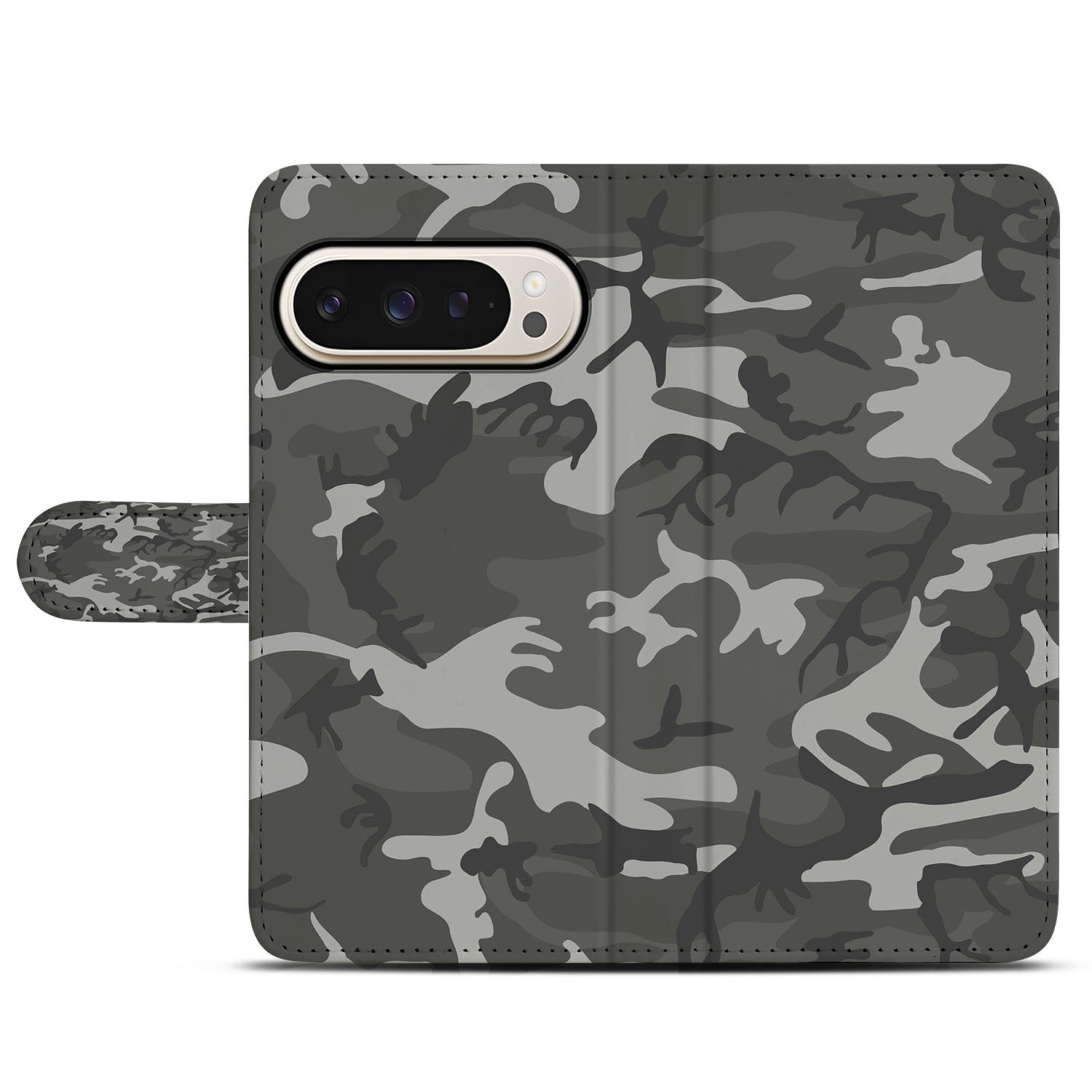 Google Pixel 10 Pro XL Premium Book Case Army Light Camouflage TPU Cover Design voorkant