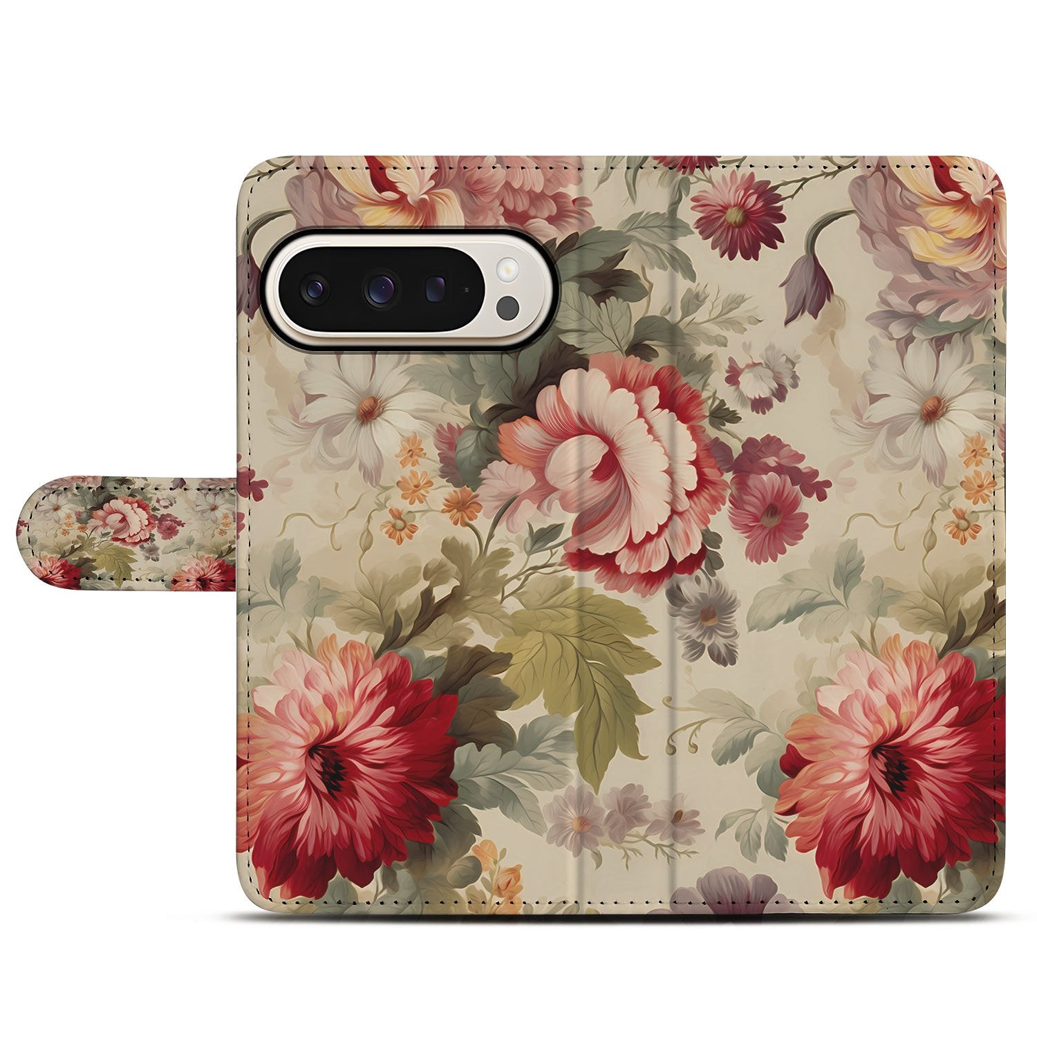 Google Pixel 10 Pro XL Portemonnee Hoesje Bloemenprint voorkant