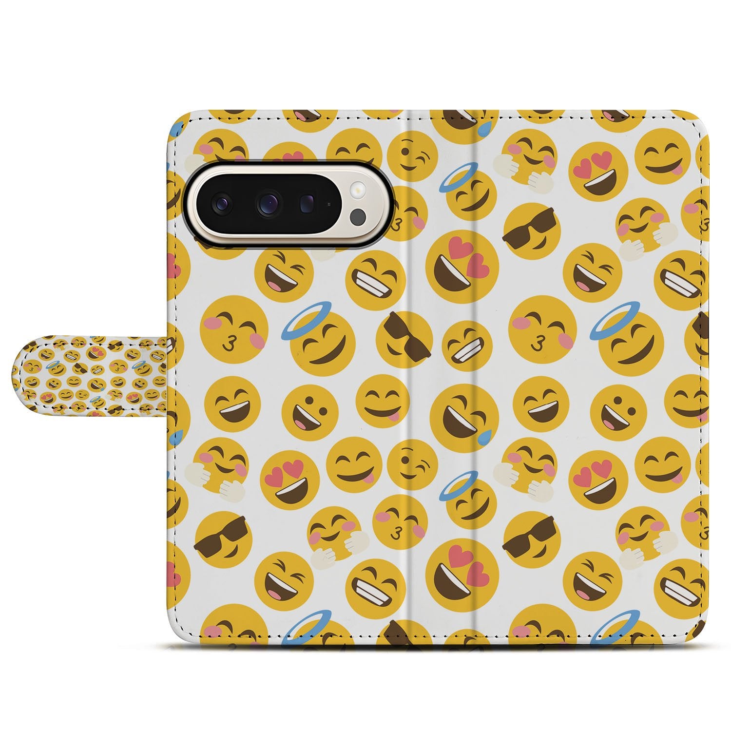 Google Pixel 10 Pro XL Vrolijk Meerkleurig Emoji Fiesta Bookcase Hoesje voorkant