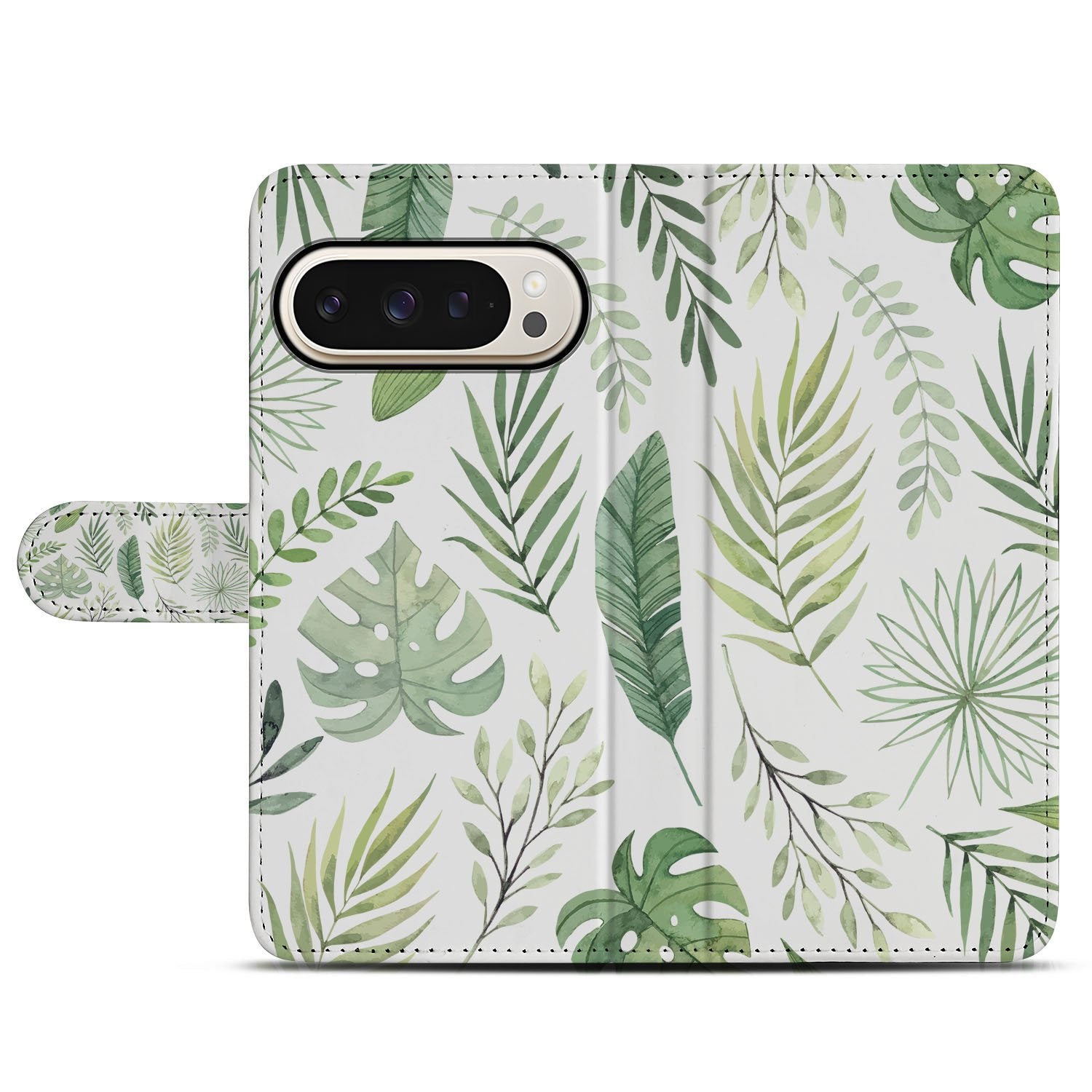 Telefoonhoesje Google Pixel 10 Pro XL Leaves Boekhoesje Cadeau Leaves-bladeren design bovenaanzicht