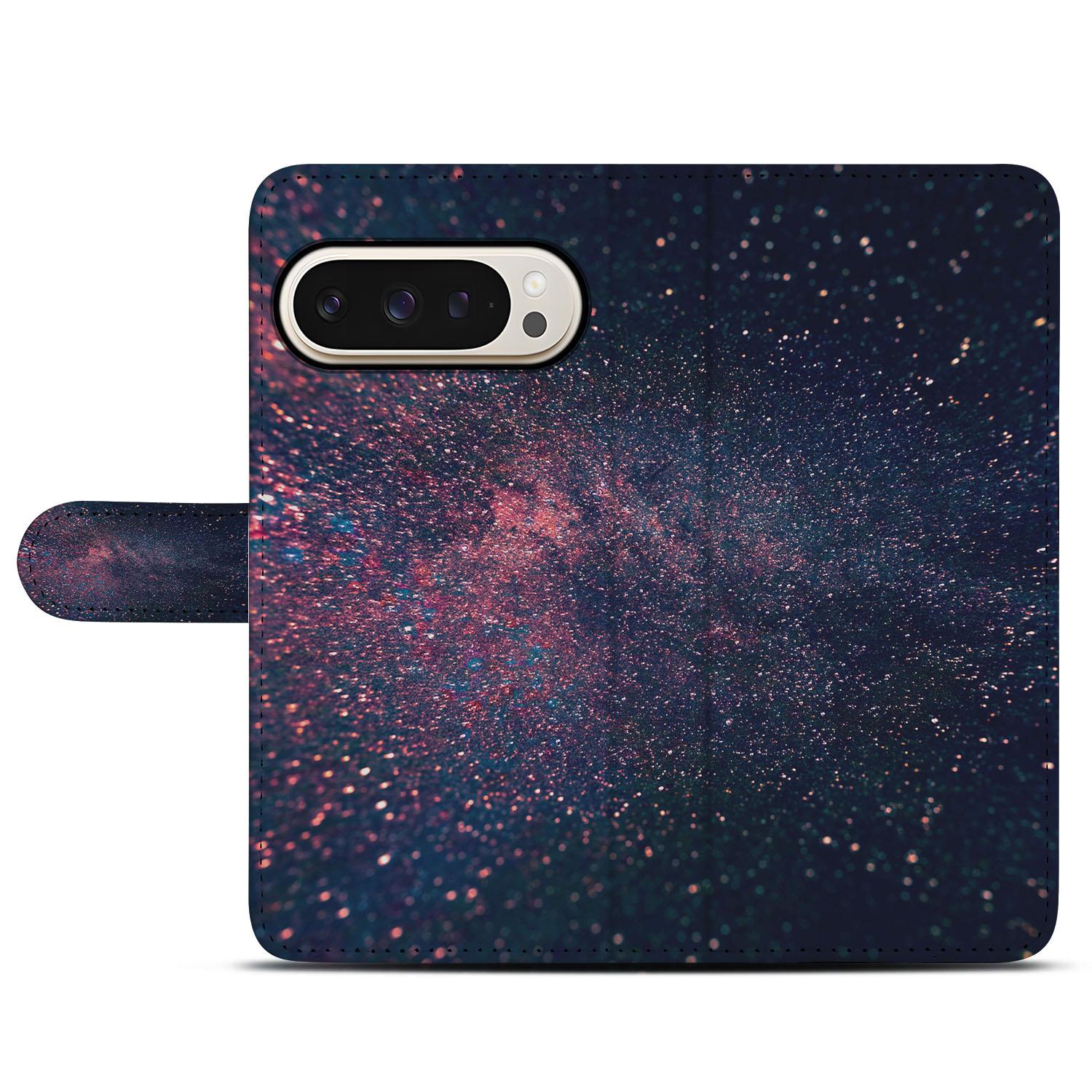 Sterren Google Pixel 10 Pro XL Telefoonhoesje book case sterren paars blauw glitter