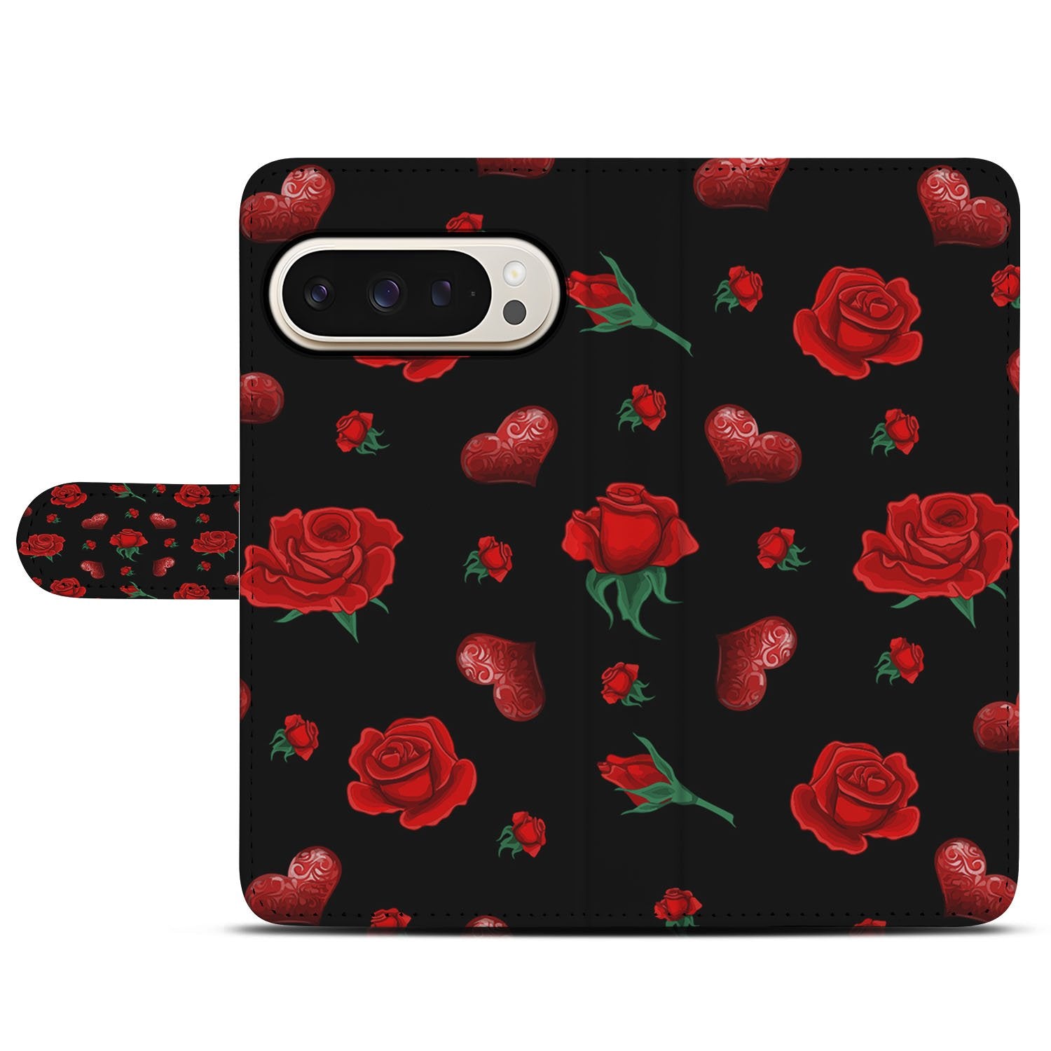 Valentine Google Pixel 10 Pro XL Telefoonhoesje book case rozen zwart