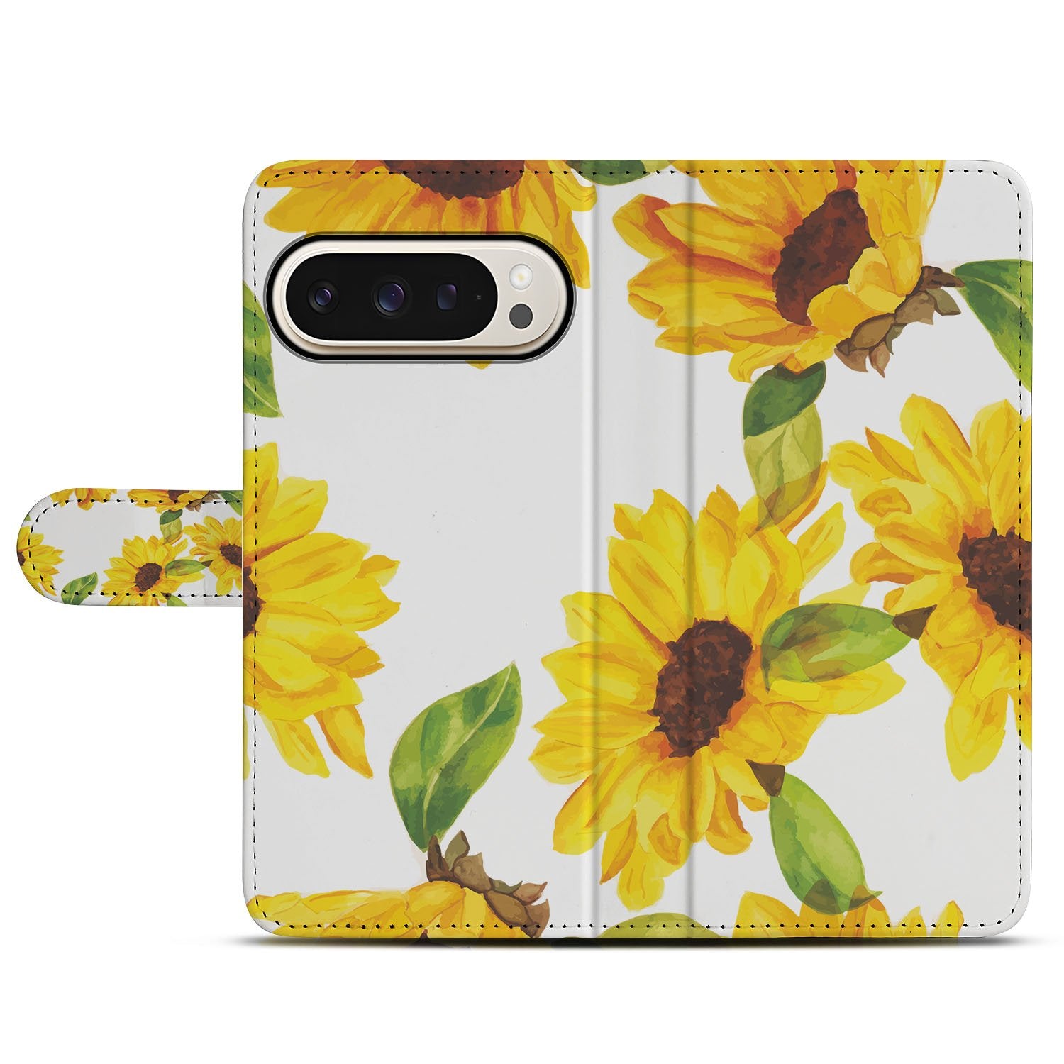 Zonnebloemen Wallet Book Case Google Pixel 10 Pro XL Book Case voorkant zonnebloemen design