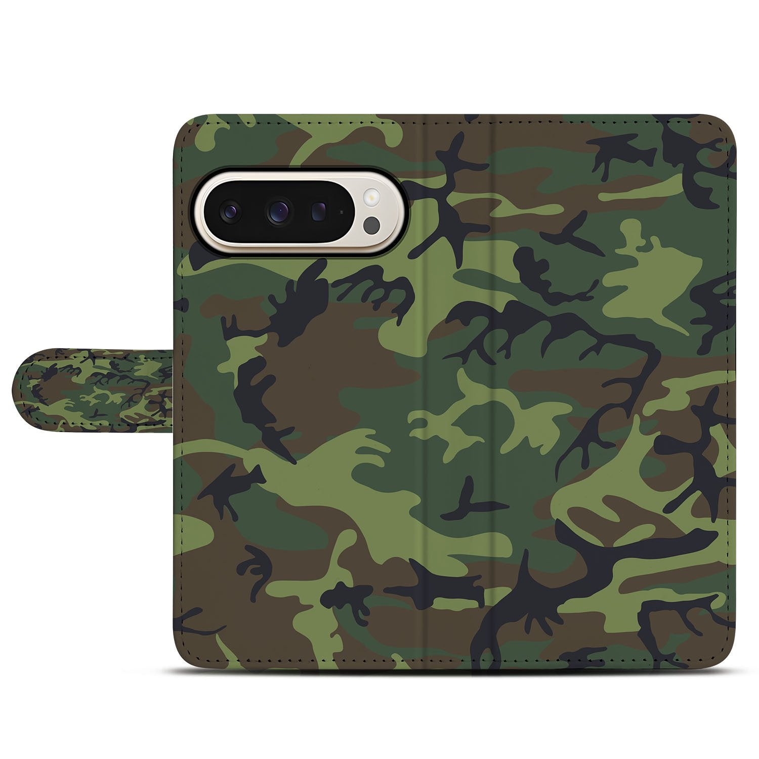 Google Pixel 10 | 10 Pro Telefoonhoesje Army Dark Camouflage boek case aanzicht