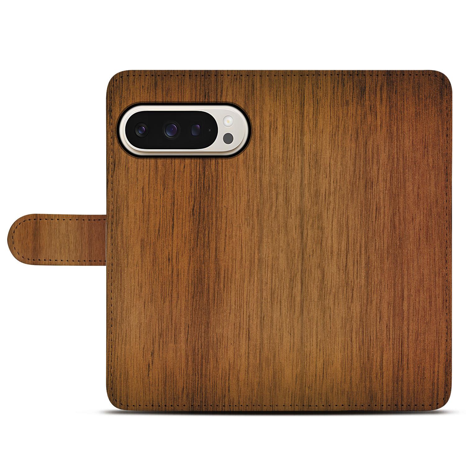 Donker Hout Google Pixel 10 Pro Book Case achterkant houten look
