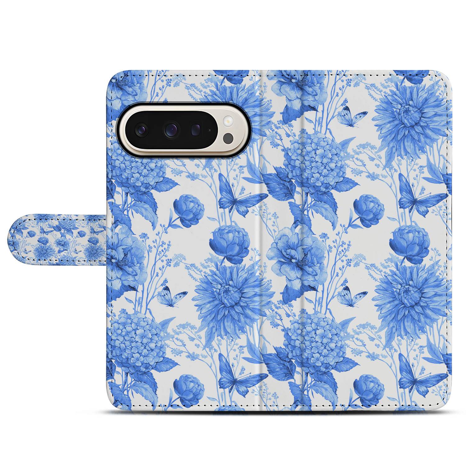 Google Pixel 10 | 10 Pro Book Case Blauw Bloemen bloemen dessin voorkant