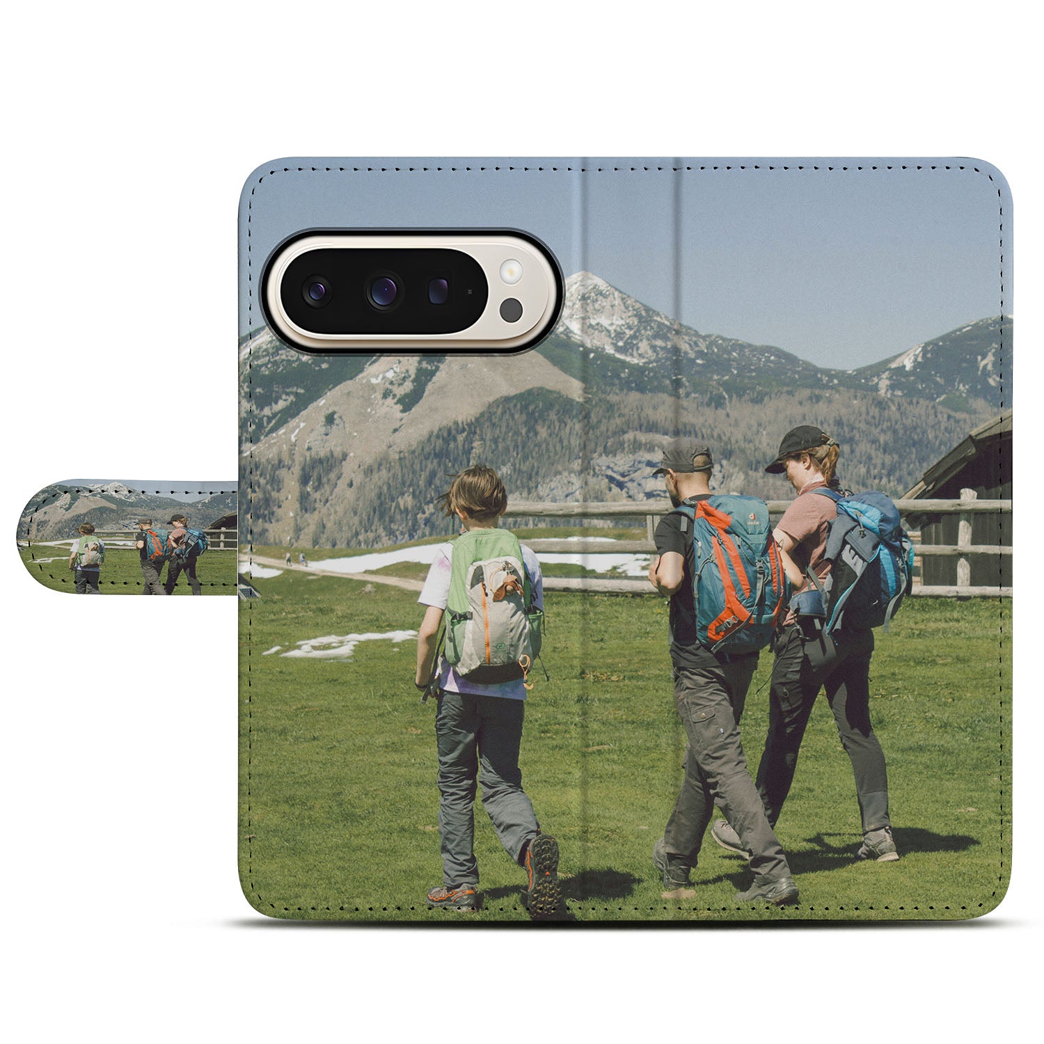 Google Pixel 10 / 10 Pro Bookcase Hoesje Maken met Foto rugzakken kinderen wandelen berglandschap