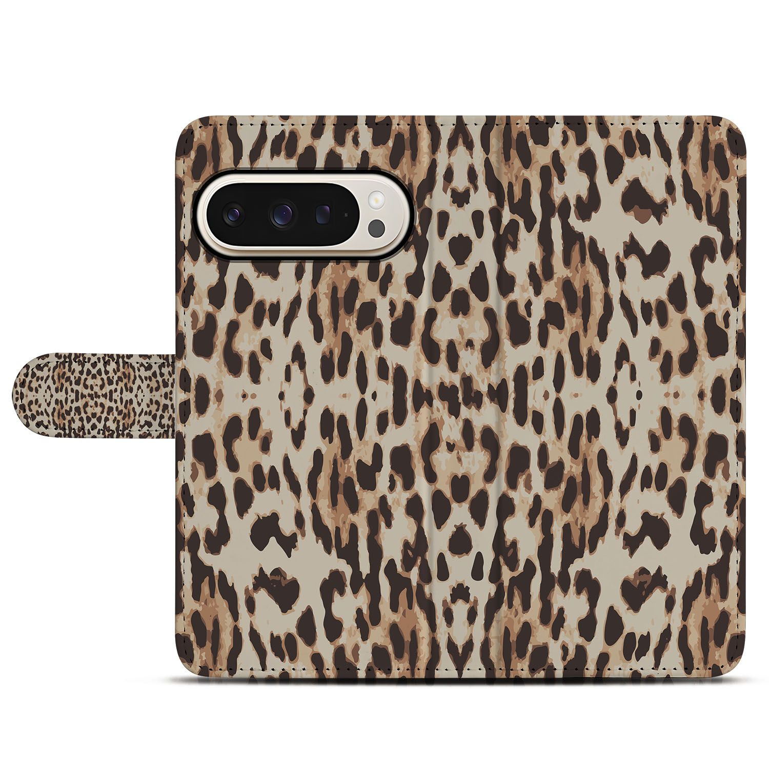 Google Pixel 9 | 9 Pro Telefoonhoesje met Pasjes Leopard dierenprint voorkant