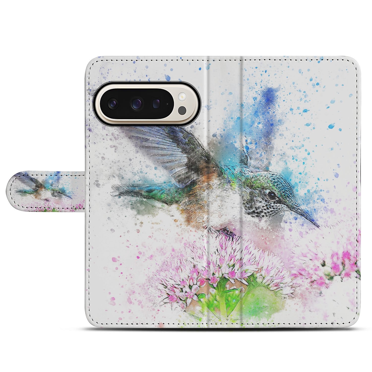 Hoesje Google Pixel 9 | 9 Pro Vogel design kolibrie bloemen aanzicht