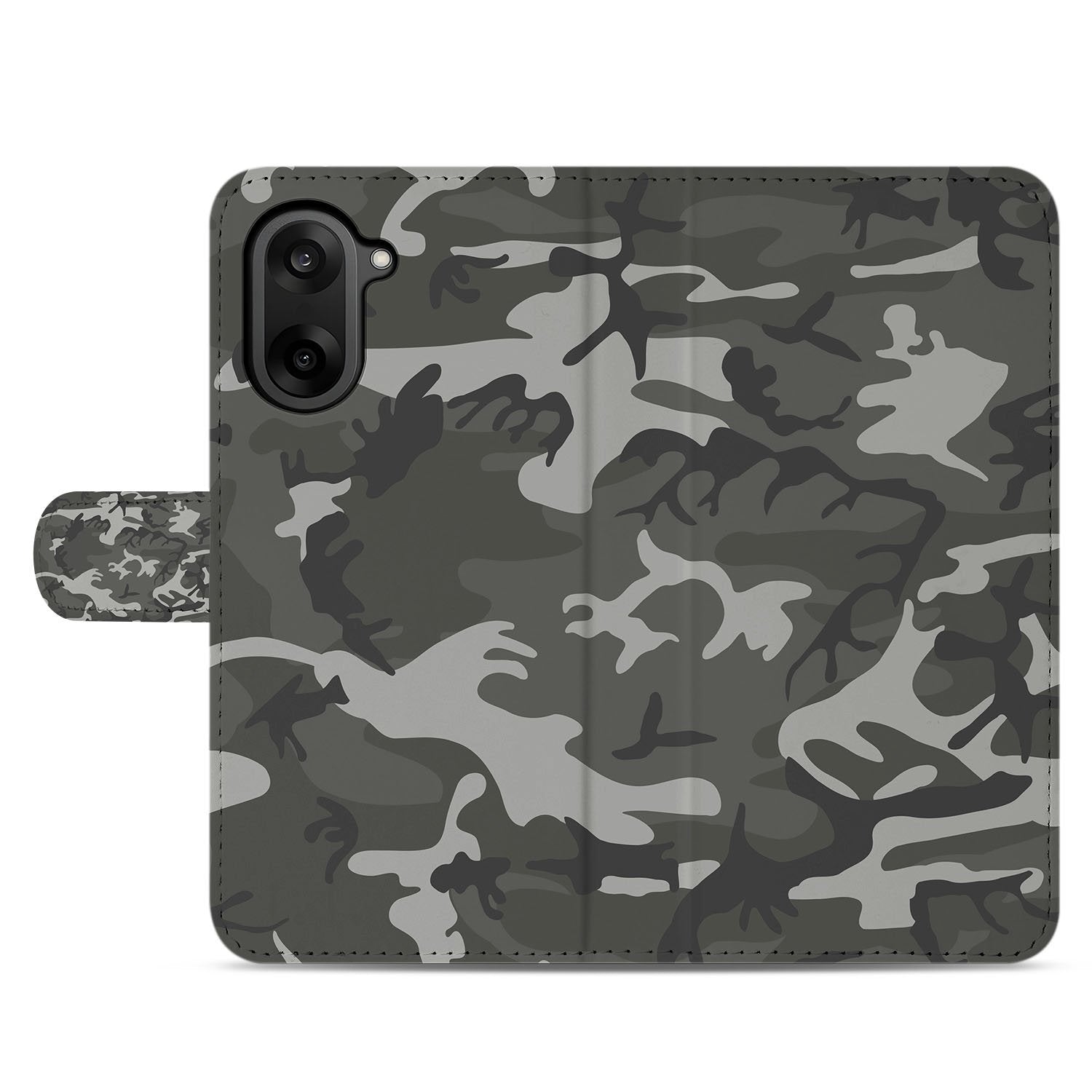 OnePlus Nord CE 5 Bookcase Hoesje met Army Light Camouflage Design camouflage grijs zwart