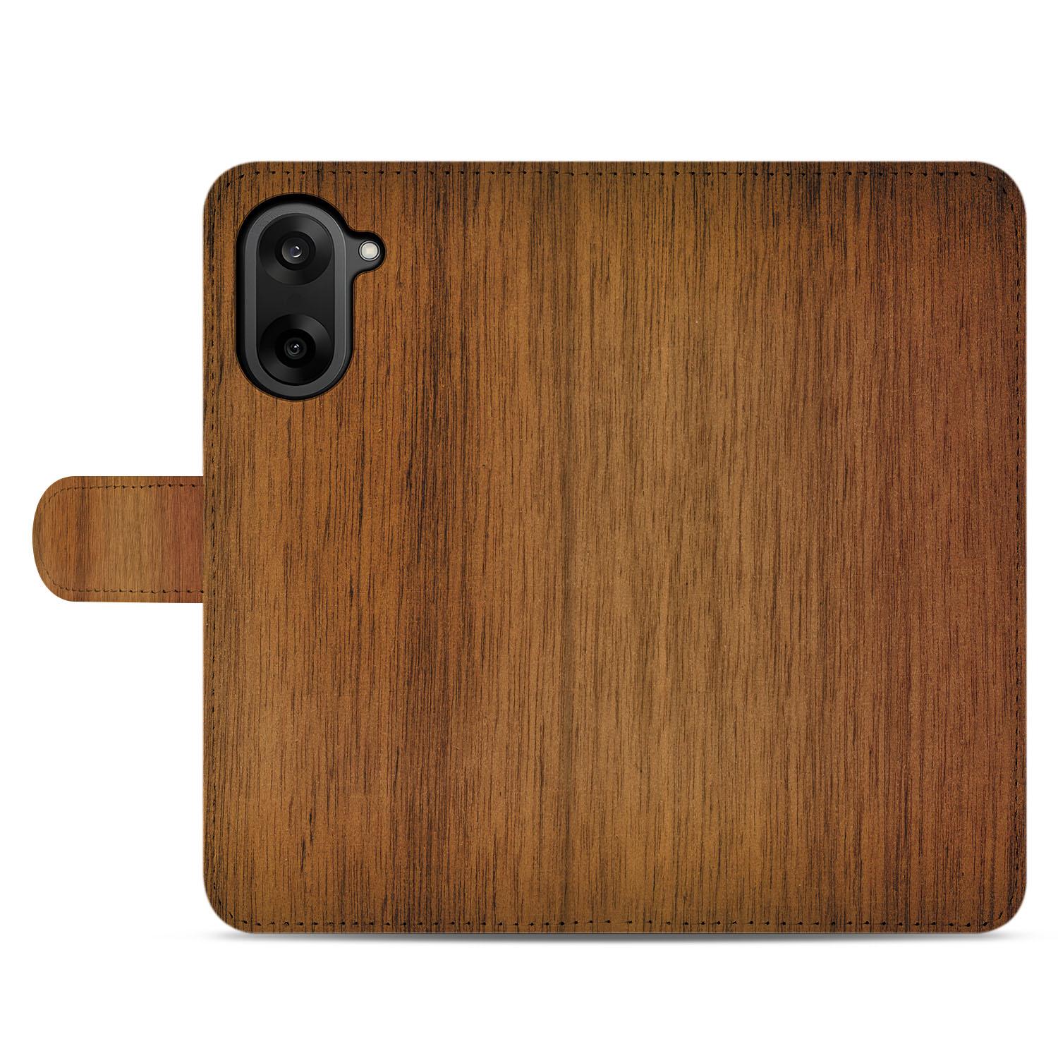 OnePlus Nord CE 5 Luxe Bookcase Hoesje Donker Hout Achterzijde