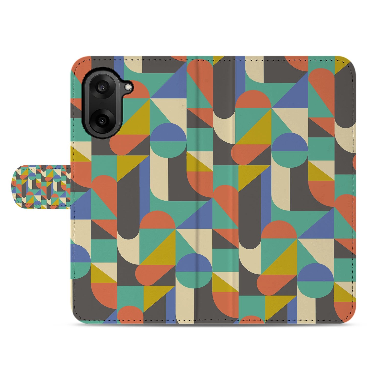 OnePlus Nord CE 5 Book Case Portemonnee Hoesje Funky Retro Design aanzicht