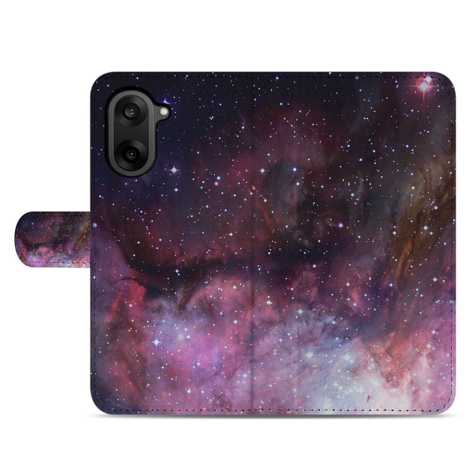 Heelal Design Bookcase Hoesje voor OnePlus Nord CE 5 in PU Leer Grijs Kaartvakken design galaxie voorkant