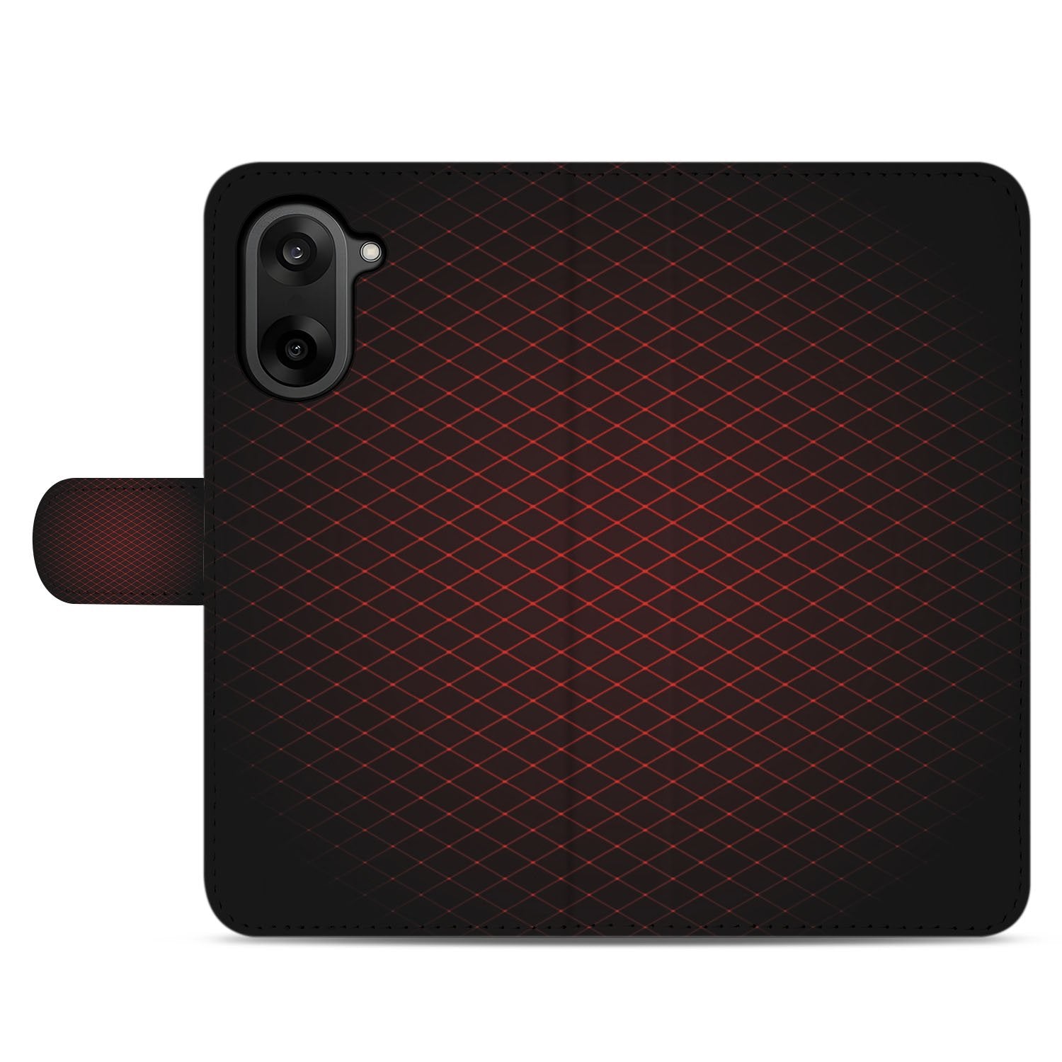 Book Case & Portemonnee Hoesje OnePlus Nord CE 5 Geruit Rood Met 3 Pasjes design geruit aanzicht