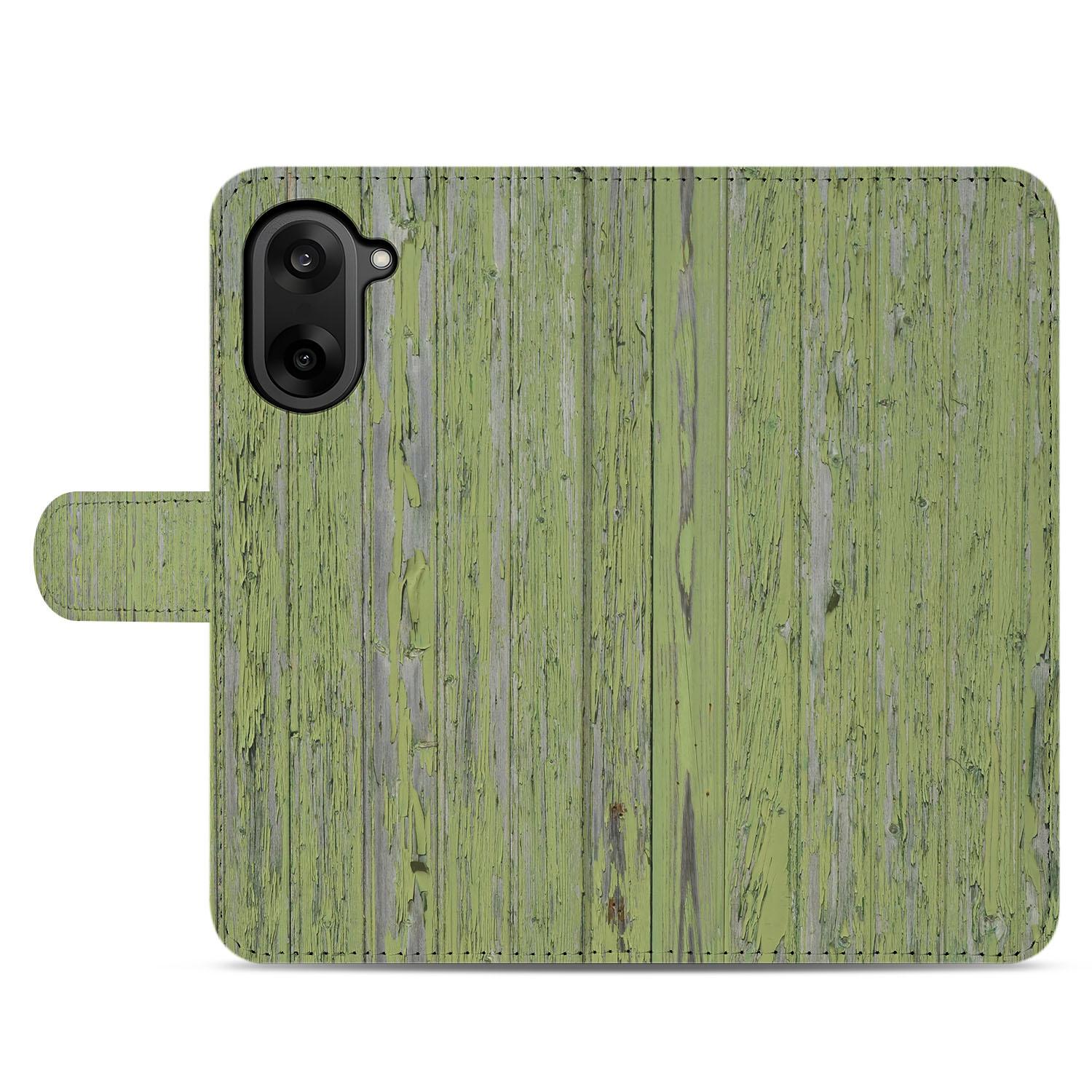 OnePlus Nord CE 5 Book Case Portemonnee Hoesje Groen Houtnerf Achterkant
