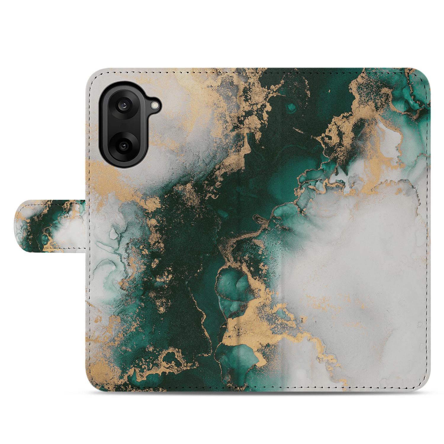 Portemonnee Hoesje OnePlus Nord CE 5 Marmer Groen PU Leer design marmer aanzicht