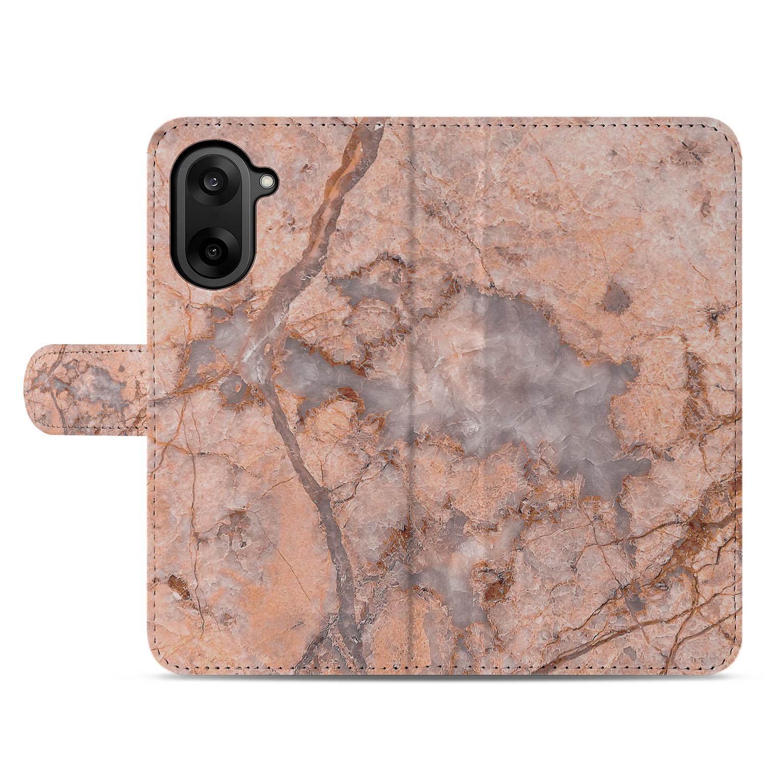 OnePlus Nord CE 5 Marmer Oranje Hoesje Bookcase Hoesje achterkant
