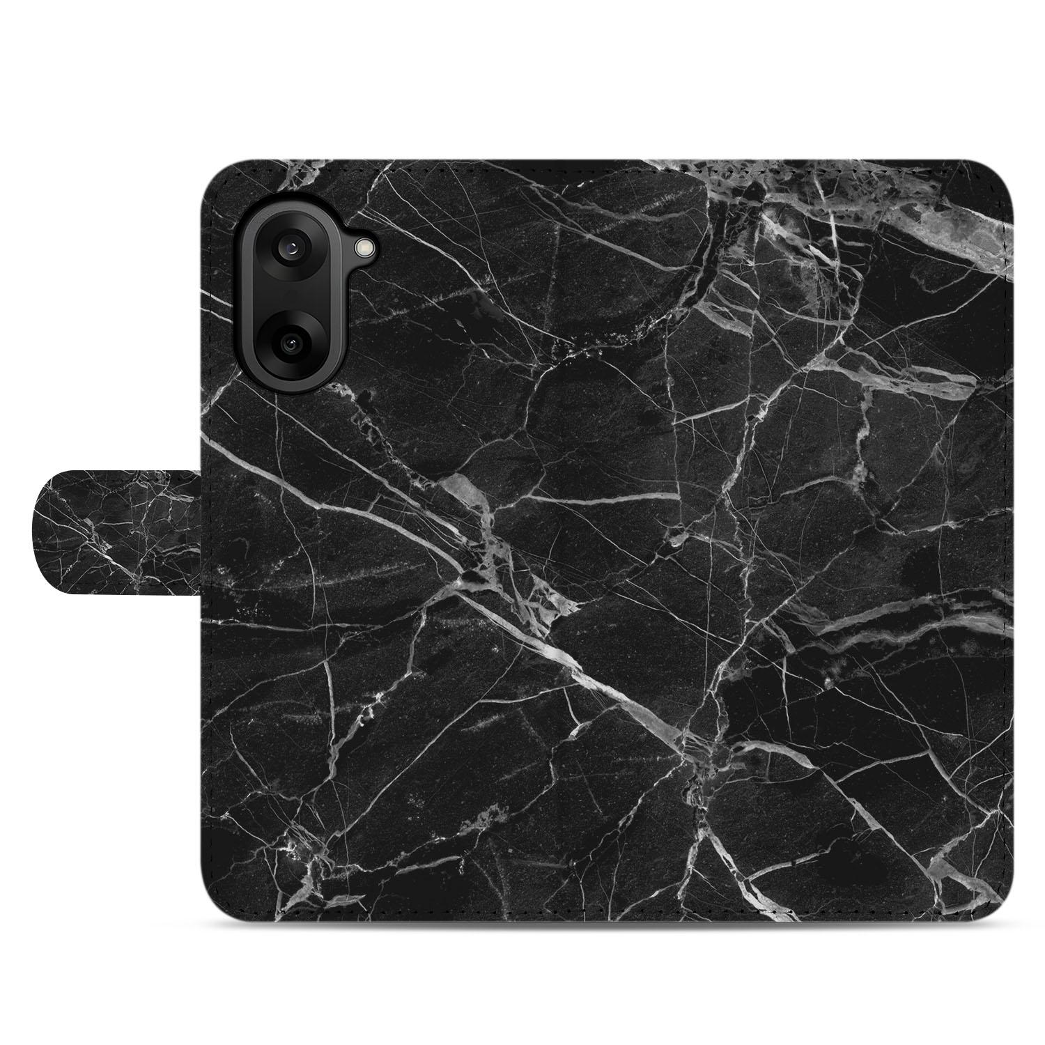 OnePlus Nord CE 5 Portemonnee Hoesje Zwart Marmer Luxe voorkant