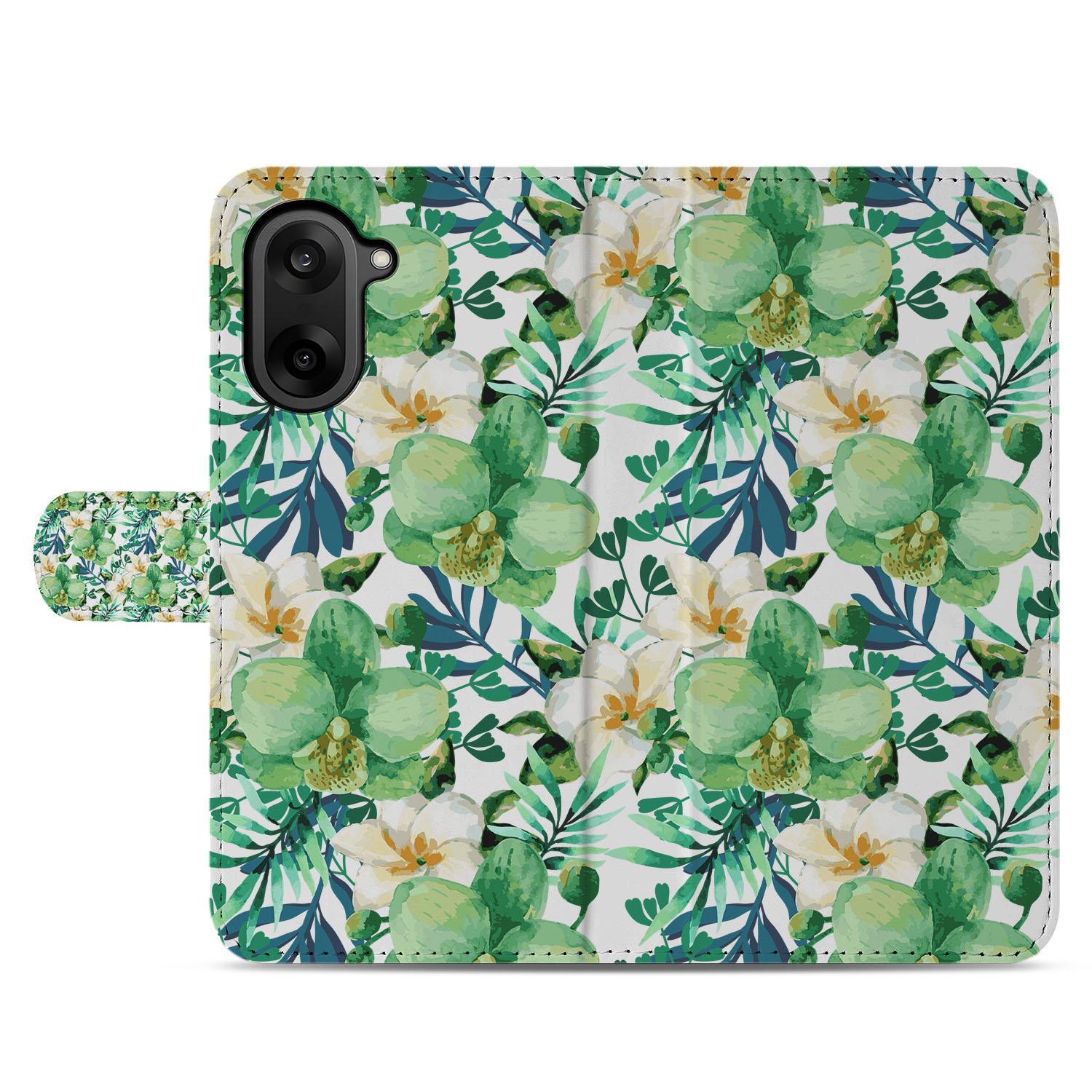 OnePlus Nord CE 5 Orchidee Groen Hoesje Voor OnePlus Nord CE 5 Portemonnee Hoesje voorkant