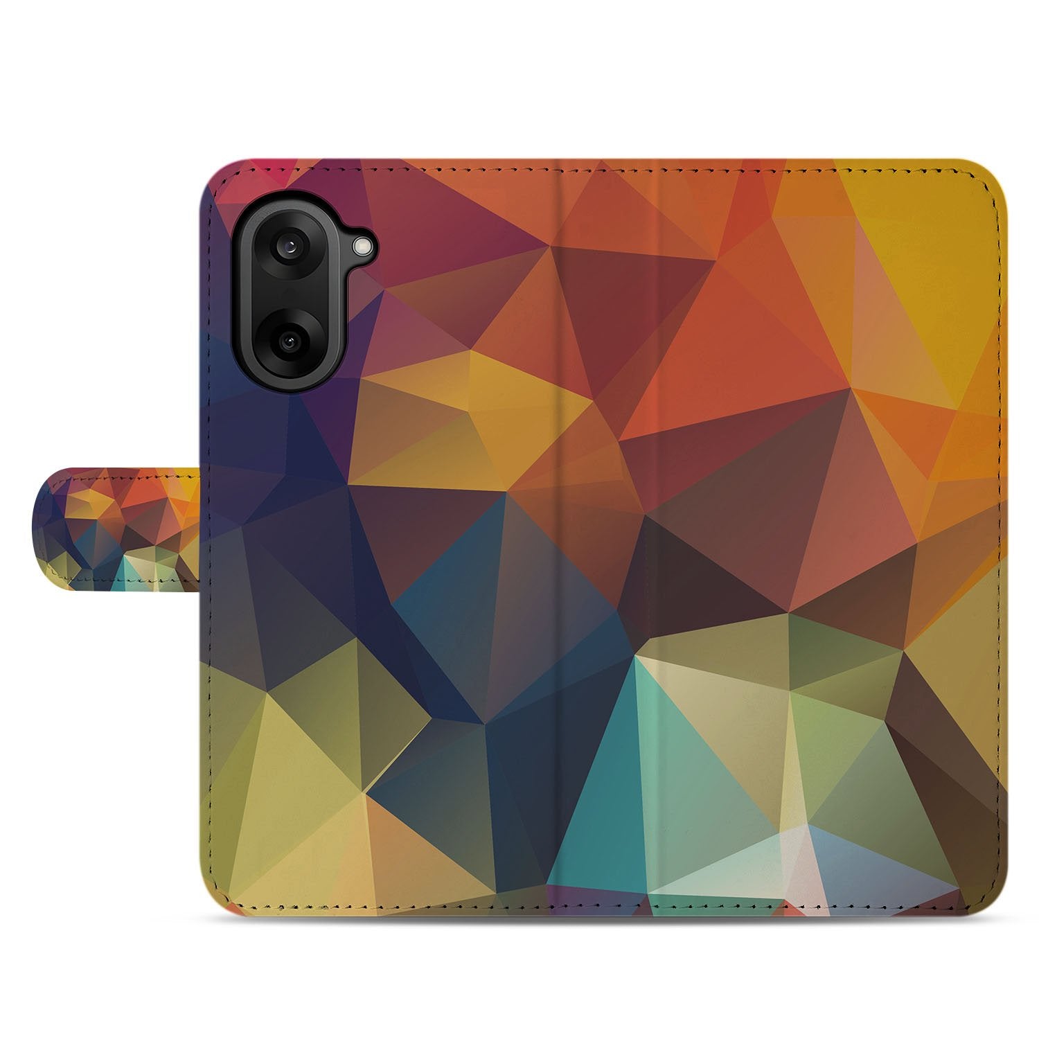 Polygon Color OnePlus Nord CE 5 Book Case & Portemonnee Hoesje geometrisch patroon achterkant