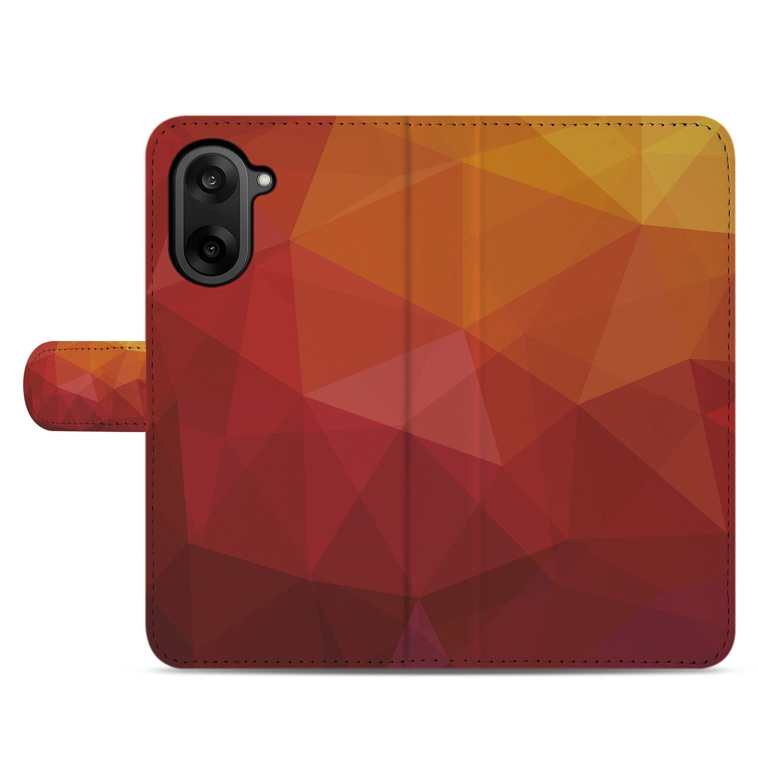 Book Case OnePlus Nord CE 5 Polygon Rood geometrisch design voorkant