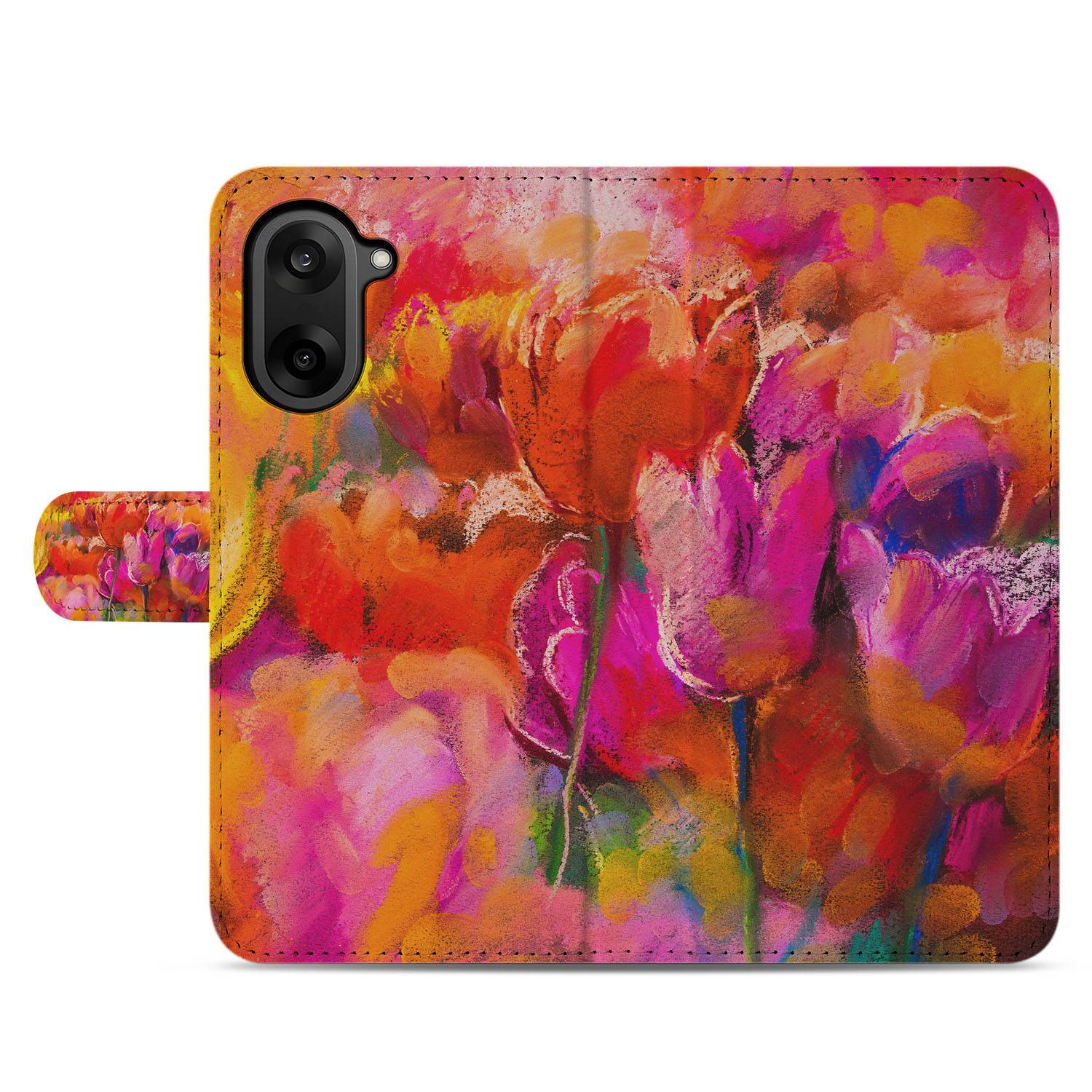Tulips OnePlus Nord CE 5 Portemonnee Hoesje tulpen watercolor print voorkant