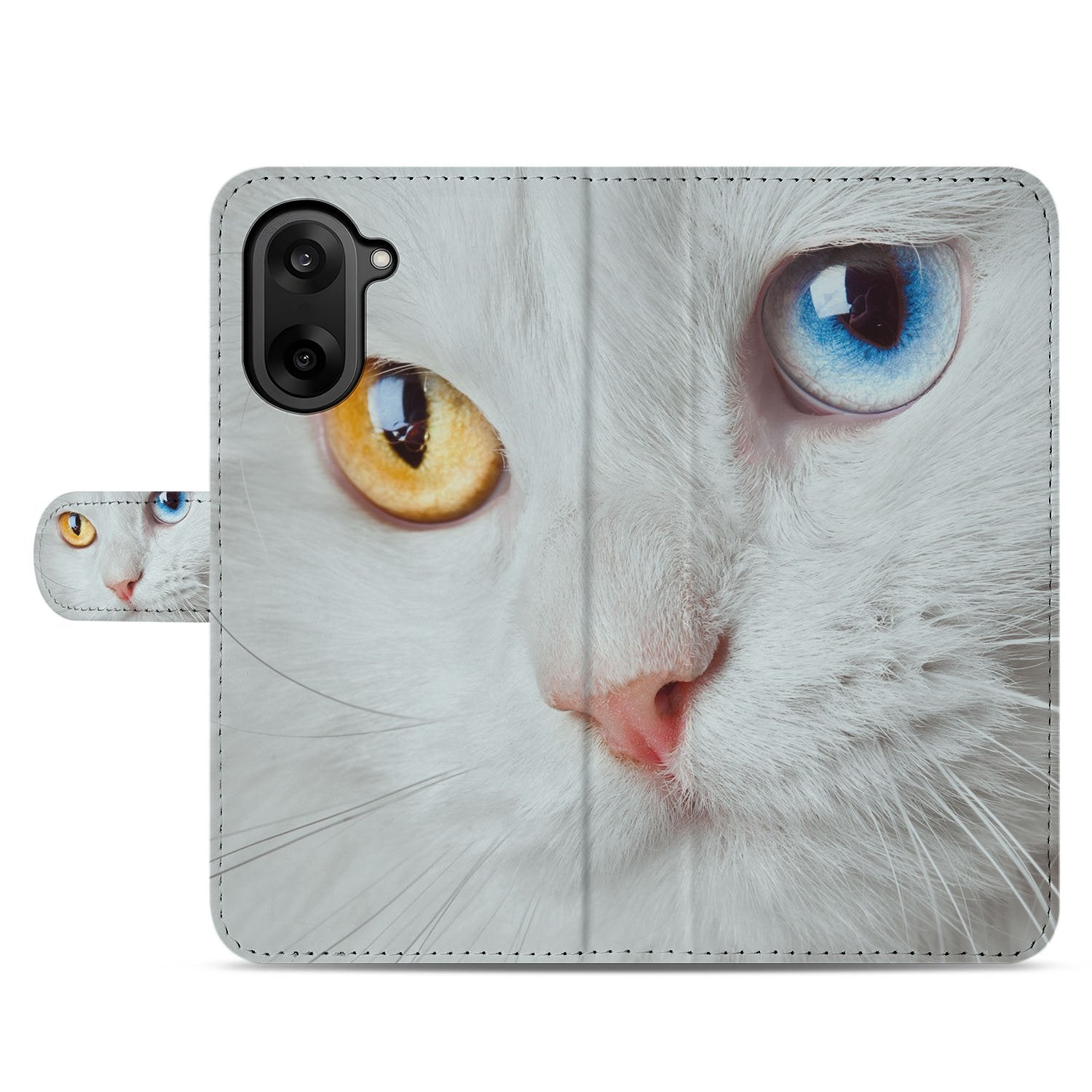 Book Case OnePlus Nord CE 5 Witte Kat Dierenprint voorzijde