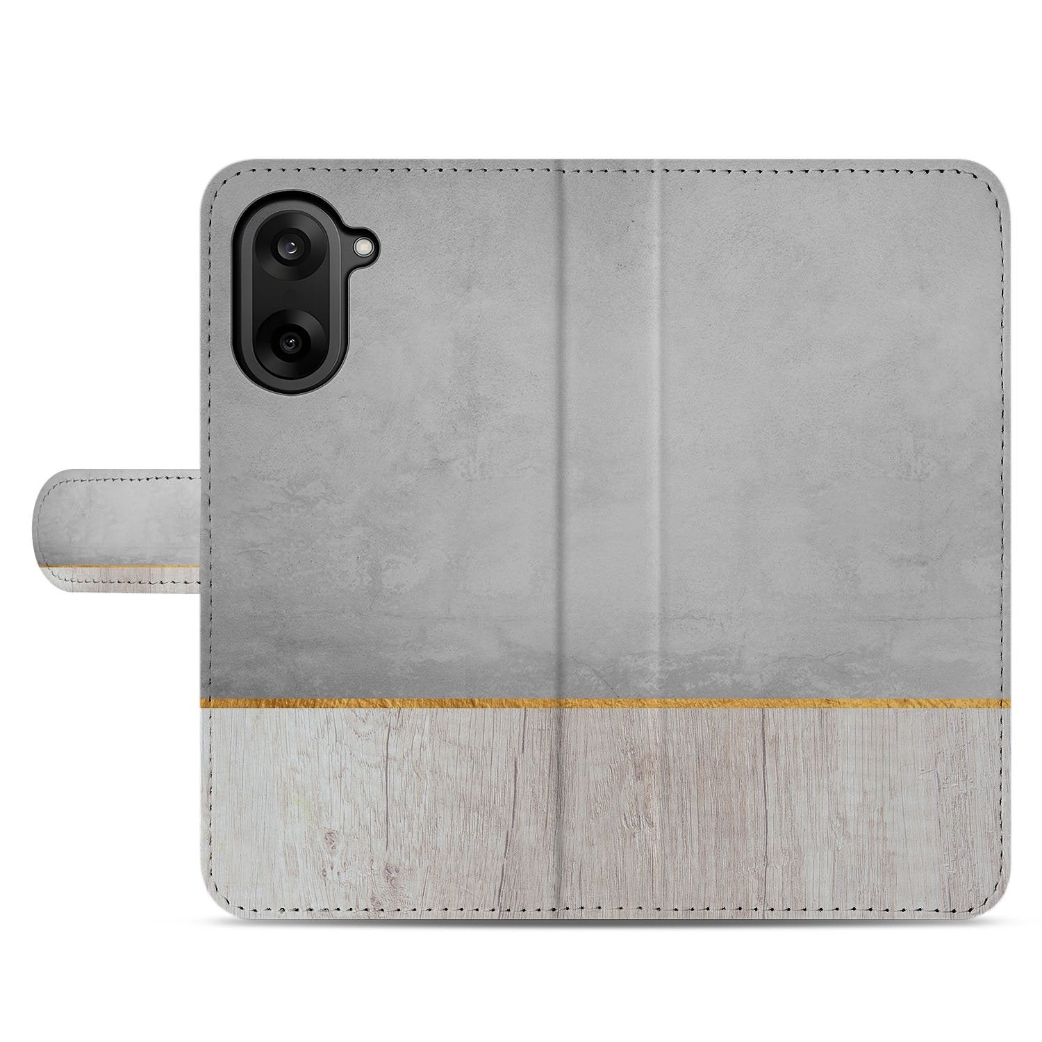 OnePlus Nord CE 5 Wood Concrete Pasjeshouder Hoesje Voor OnePlus Nord CE 5 Book Case grijs hout beton