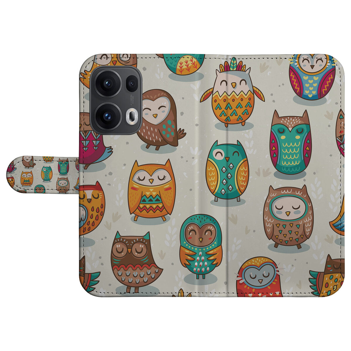 OPPO Reno 13 Pro Telefoonhoesje met Pasjes Vrolijke Uilen