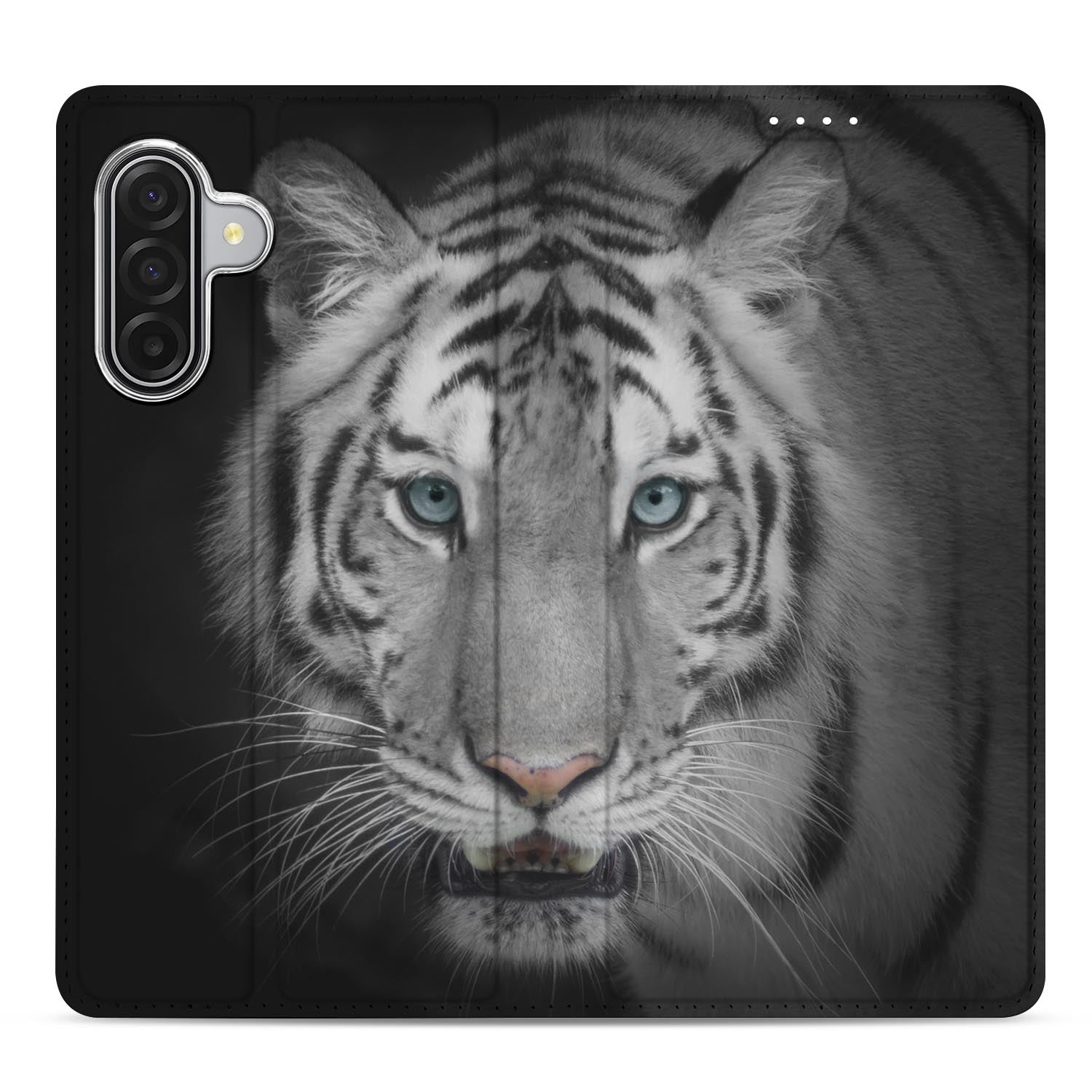 Book Case Samsung Galaxy A17 Tijger tijger zwart wit design voorzijde
