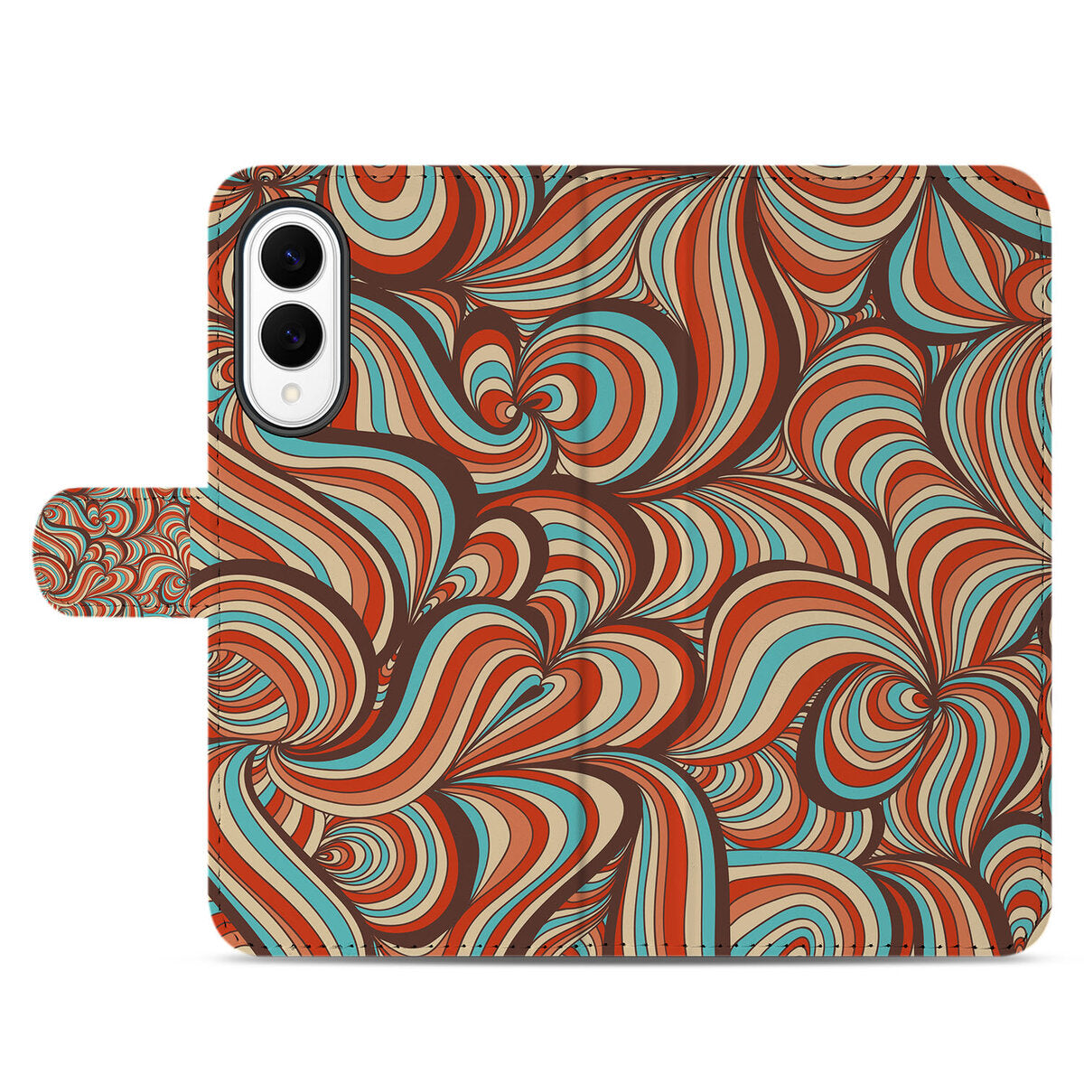 Samsung Galaxy S25 Edge Hoesje Retro met kleurrijk retro design en magnetische sluiting.