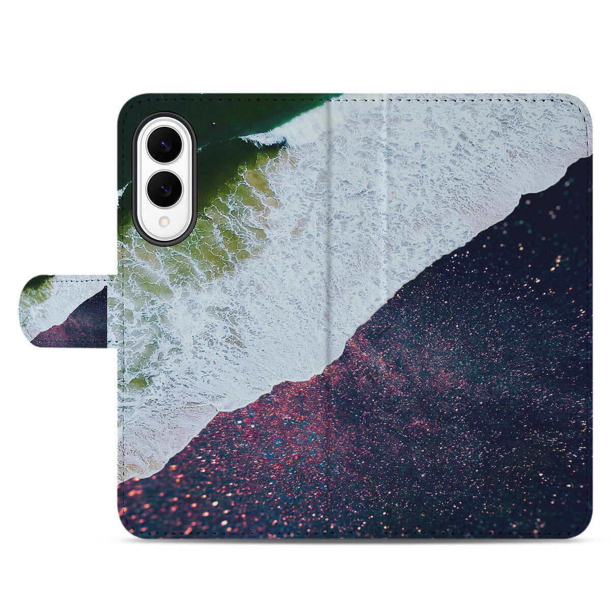 Samsung Galaxy S25 Edge Book Case Sea in Space with ocean wave design and cosmic colors