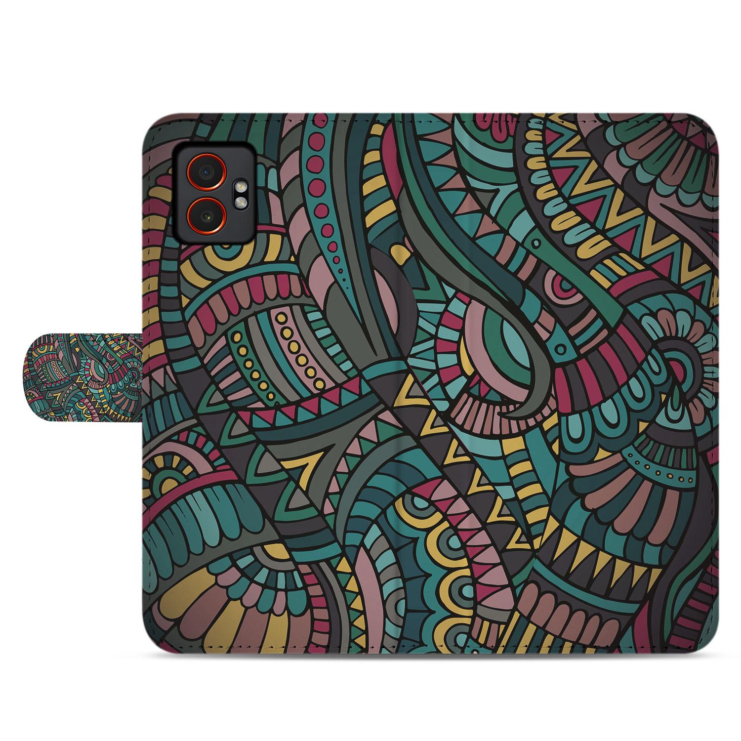 Samsung Galaxy Xcover 7 Pro Book Case Aztec achterkant design kleurrijk