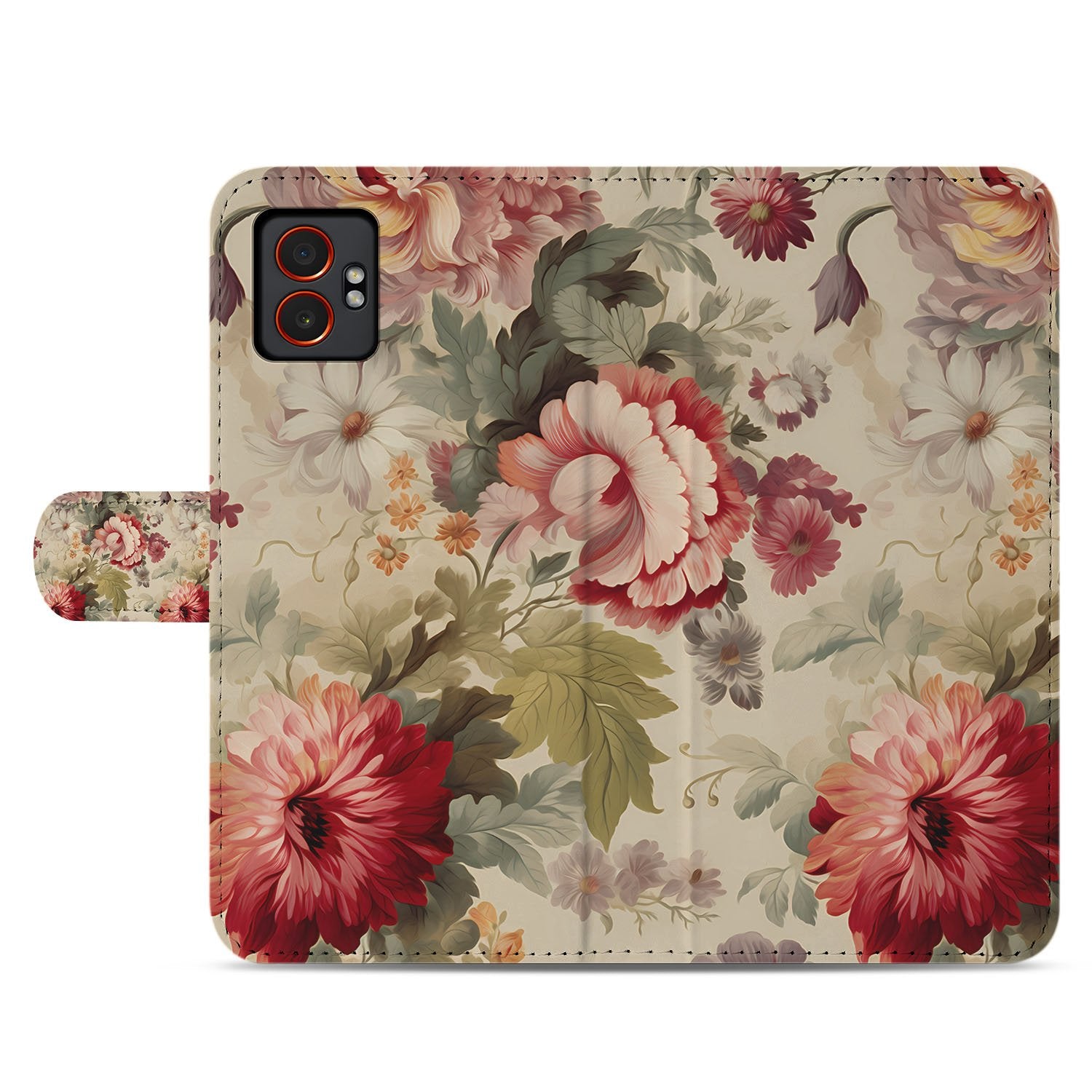 Samsung Galaxy Xcover 7 Pro Portemonnee Hoesje Bloemenprint achterzijde