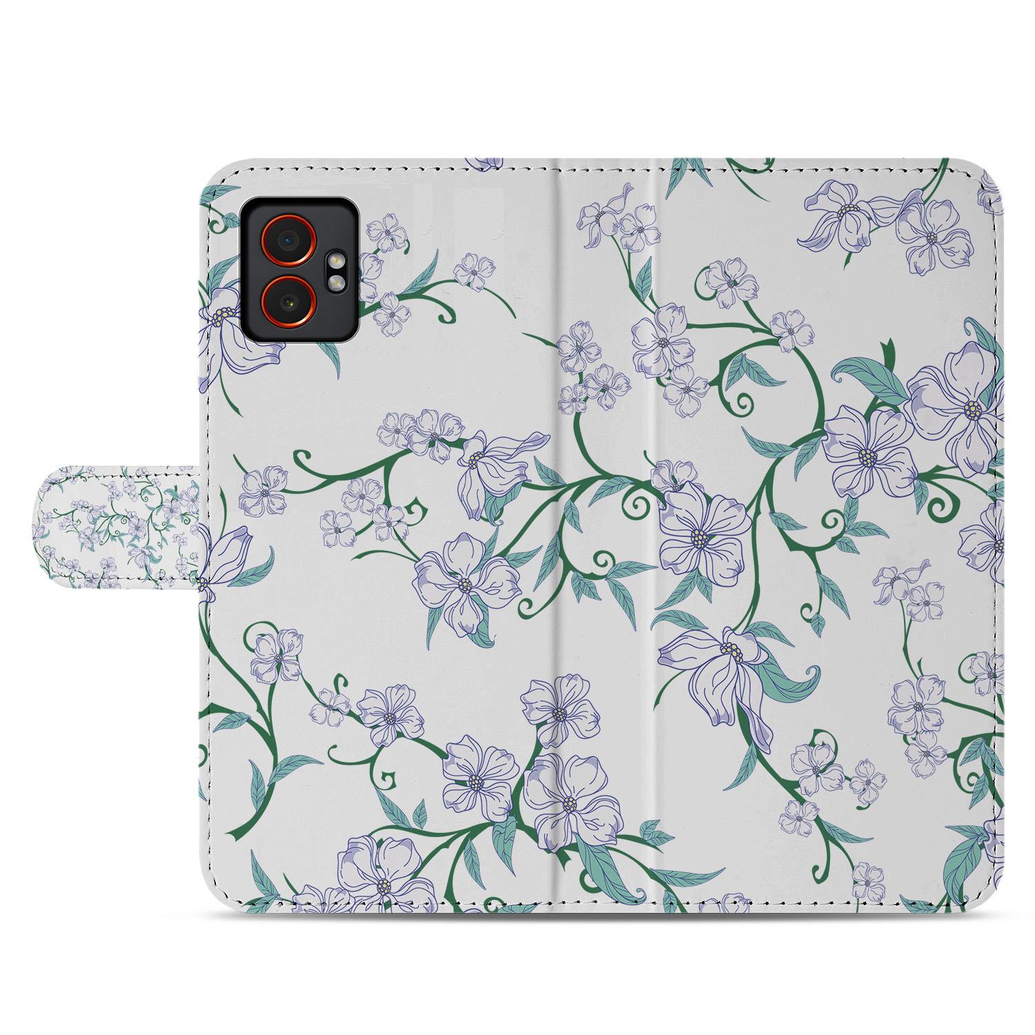 Samsung Galaxy Xcover 7 Pro Portemonnee Hoesje Blossom White bloemenpatroon voorkant