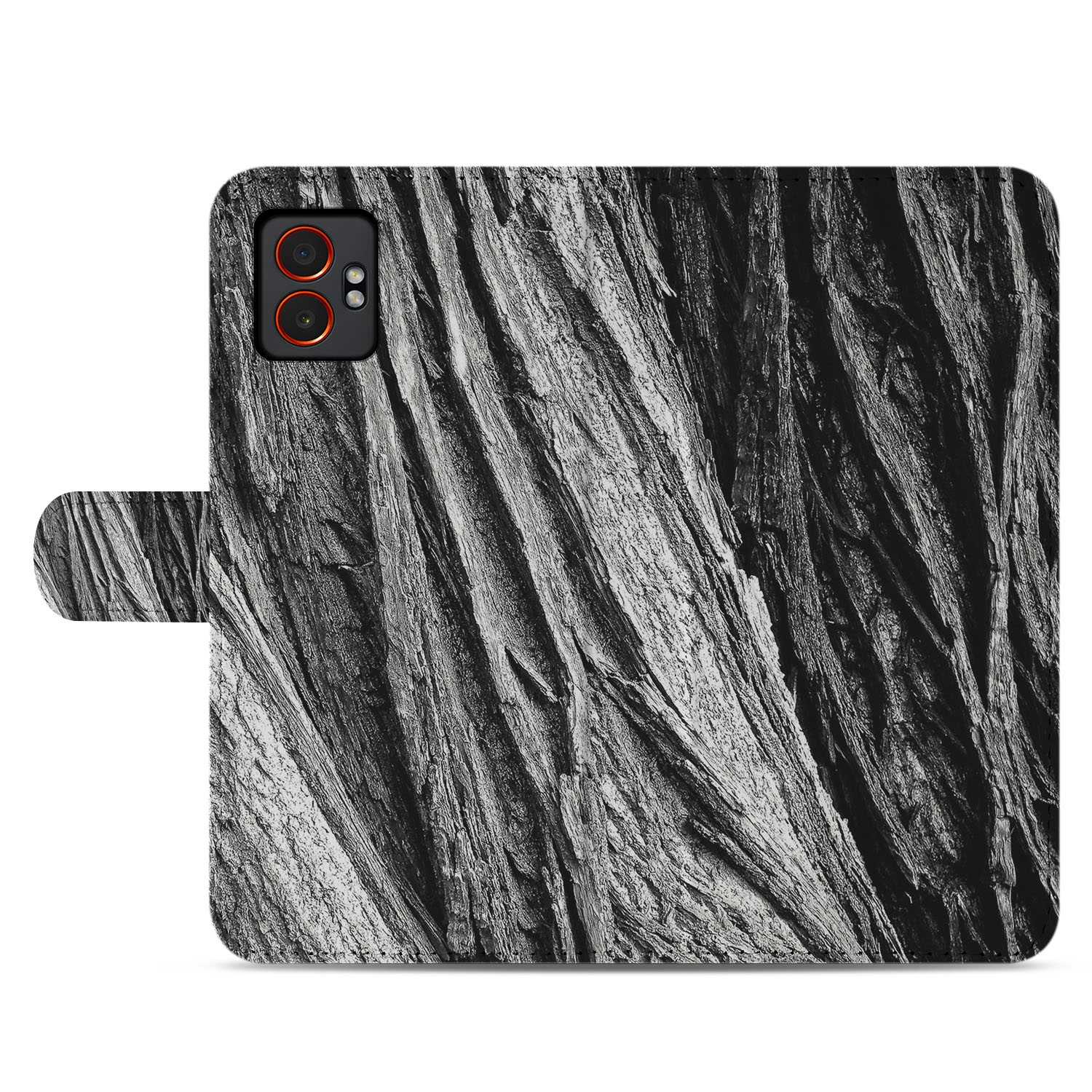 Boomschors Samsung Galaxy Xcover 7 Pro Book Case natuurlijk design grijs houtnerf aanzicht
