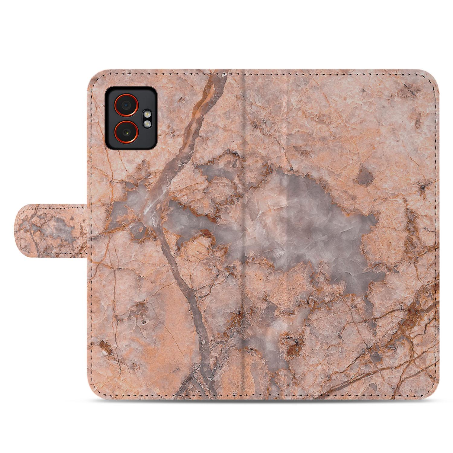 Samsung Galaxy Xcover 7 Pro Book Case Portemonnee Hoesje Marmer Oranje achterkant