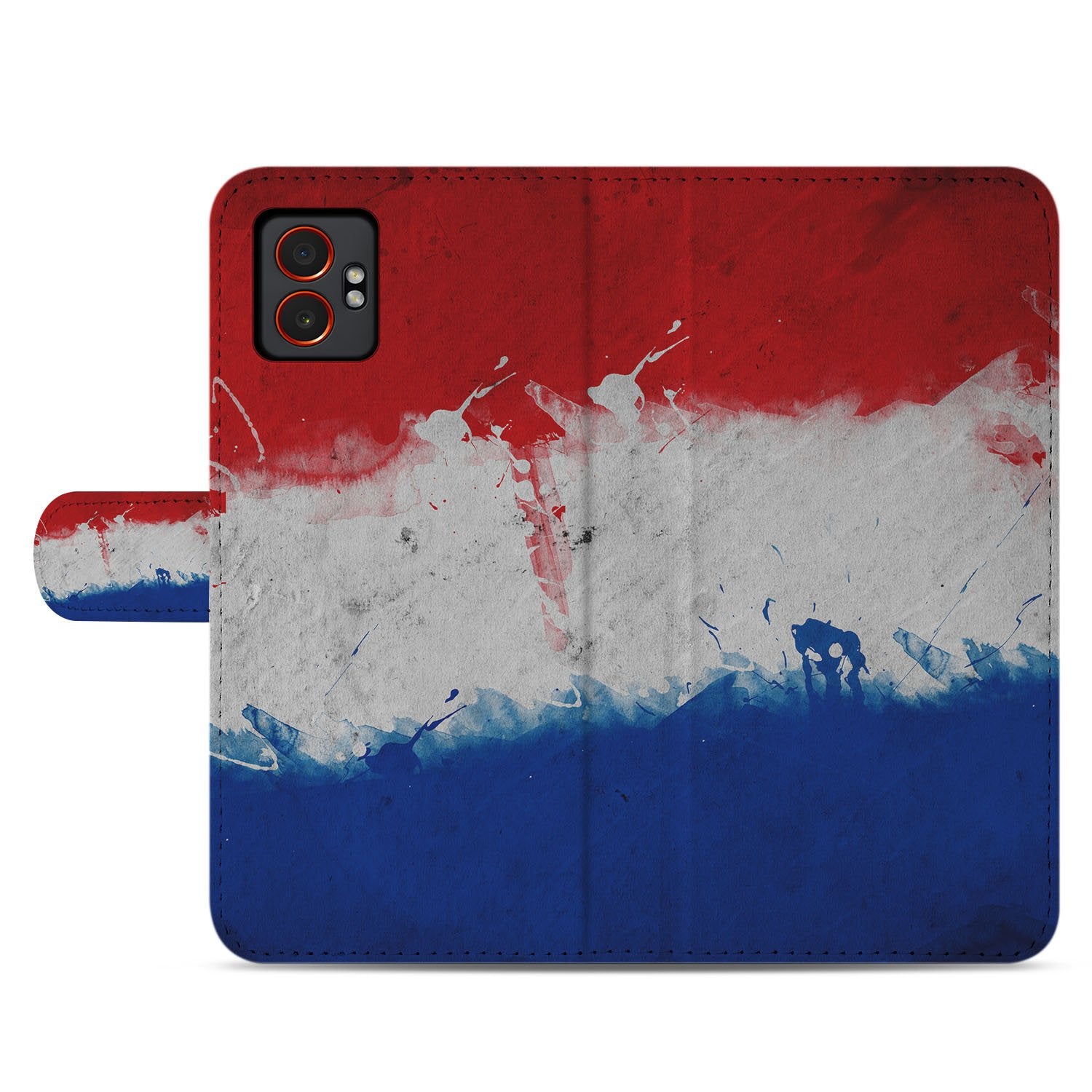Samsung Galaxy Xcover 7 Pro Premium Bookcase Hoesje Nederlandse Vlag Met Pasjes Design voorzijde