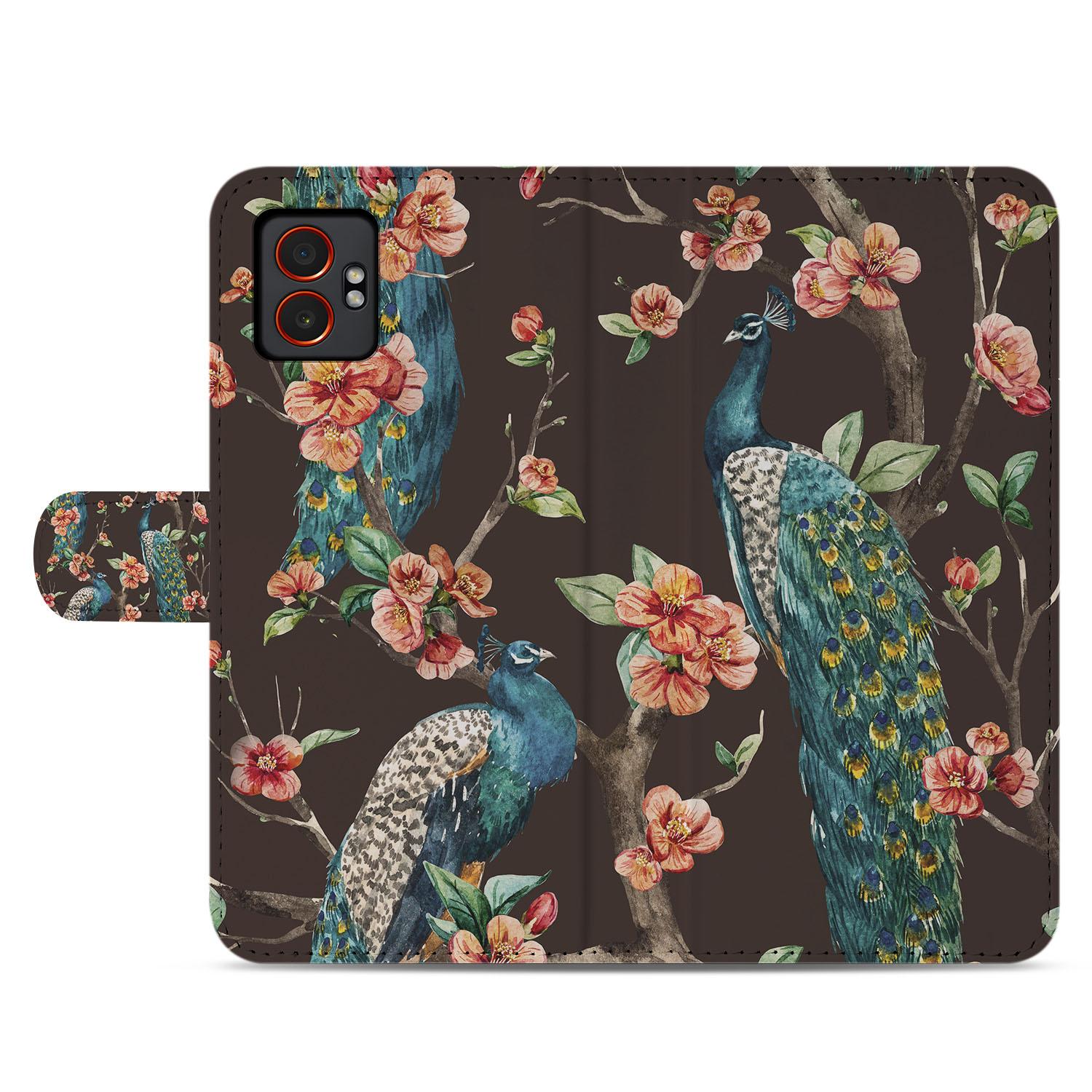 Samsung Galaxy Xcover 7 Pro Bookcase Hoesje Pauw Bloemen Print design pauw bloemen aanzicht