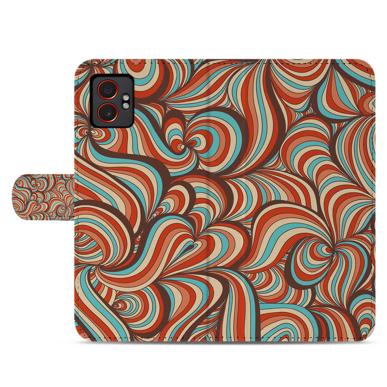 Samsung Galaxy Xcover 7 Pro Retro Design Book Case Portemonnee Hoesje Met Pasjes kleurrijk patroon