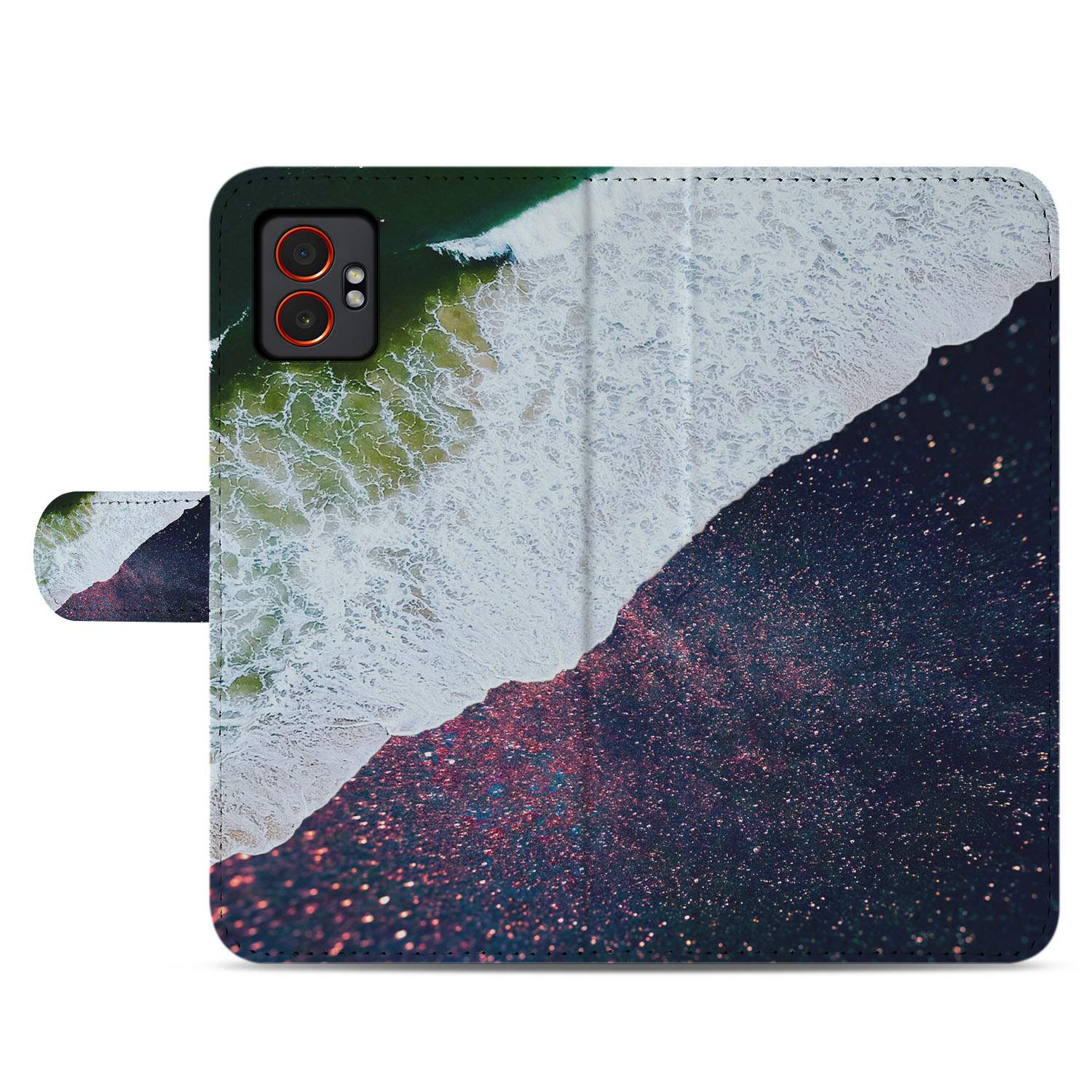 Samsung Galaxy Xcover 7 Pro Sea In Space Design Protective Book Case aanzicht paarse maritieme stijl