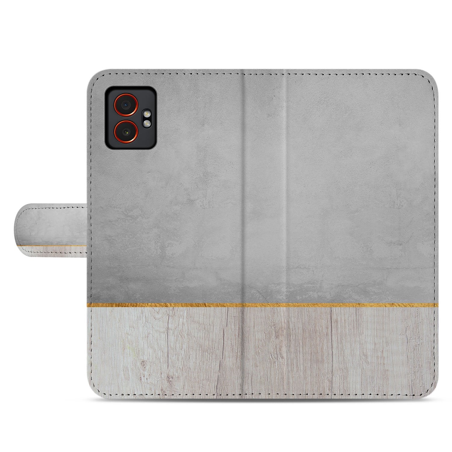 Samsung Galaxy Xcover 7 Pro Bookcase Hoesje Wood Concrete aanzicht