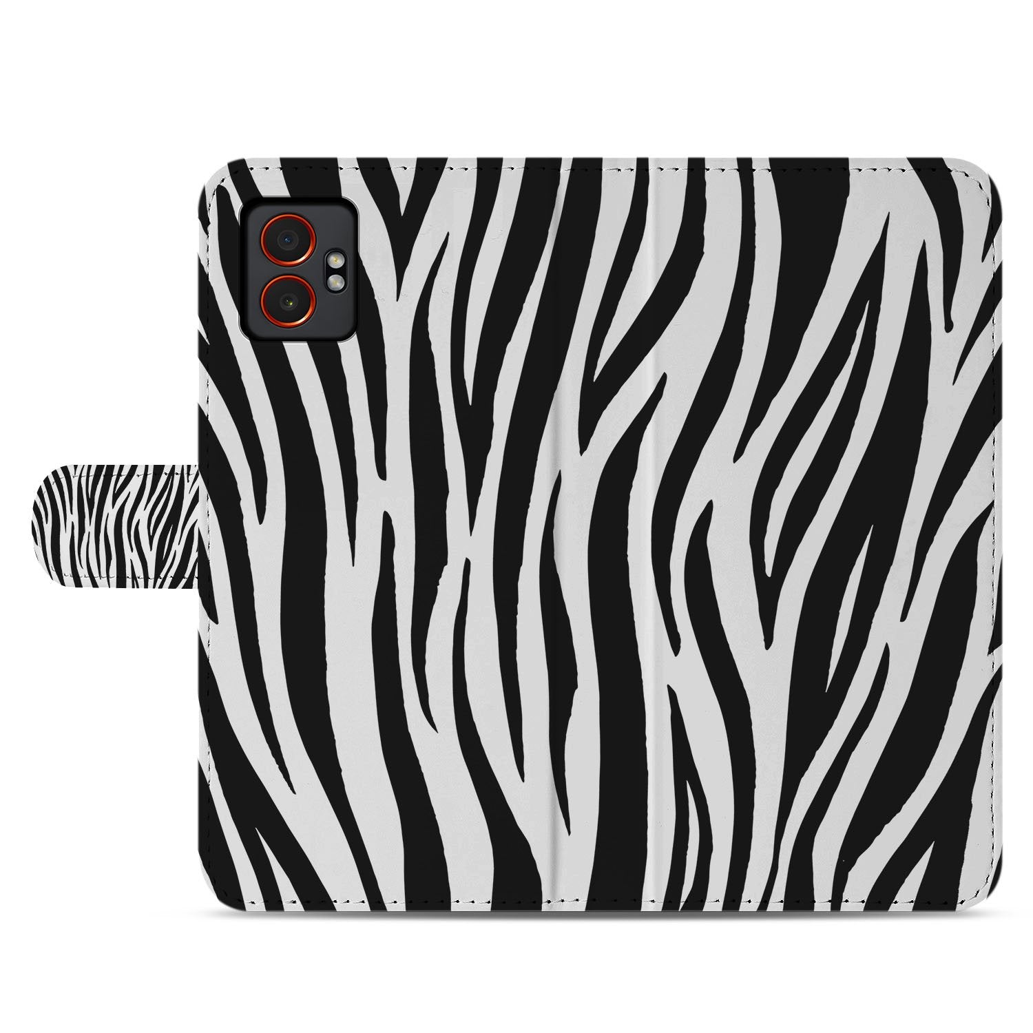 Samsung Galaxy Xcover 7 Pro Book Case Zebra Print Zwart Wit zebra print zwart wit achterkant
