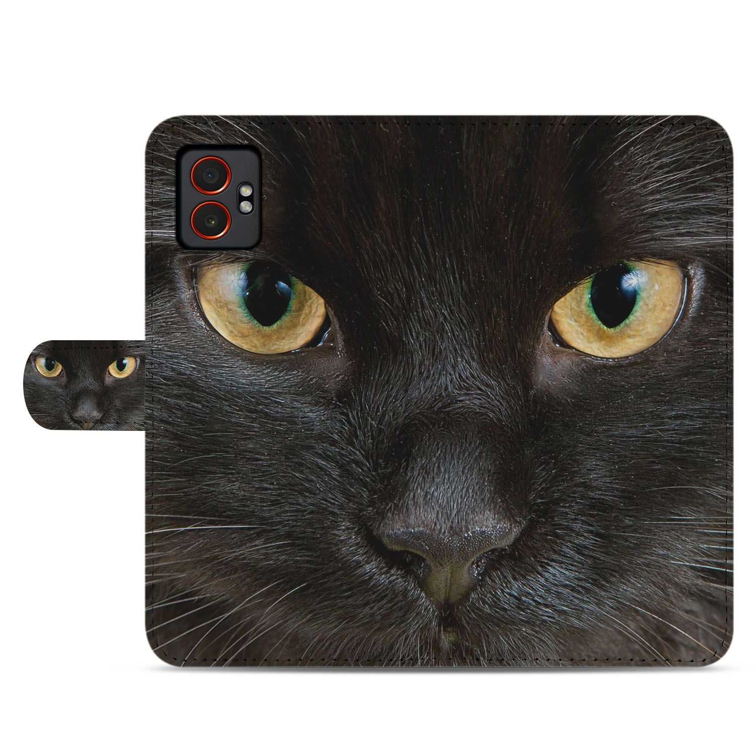 Samsung Galaxy Xcover 7 Pro Stijlvol Zwarte Kat Bookcase Hoesje voorkant