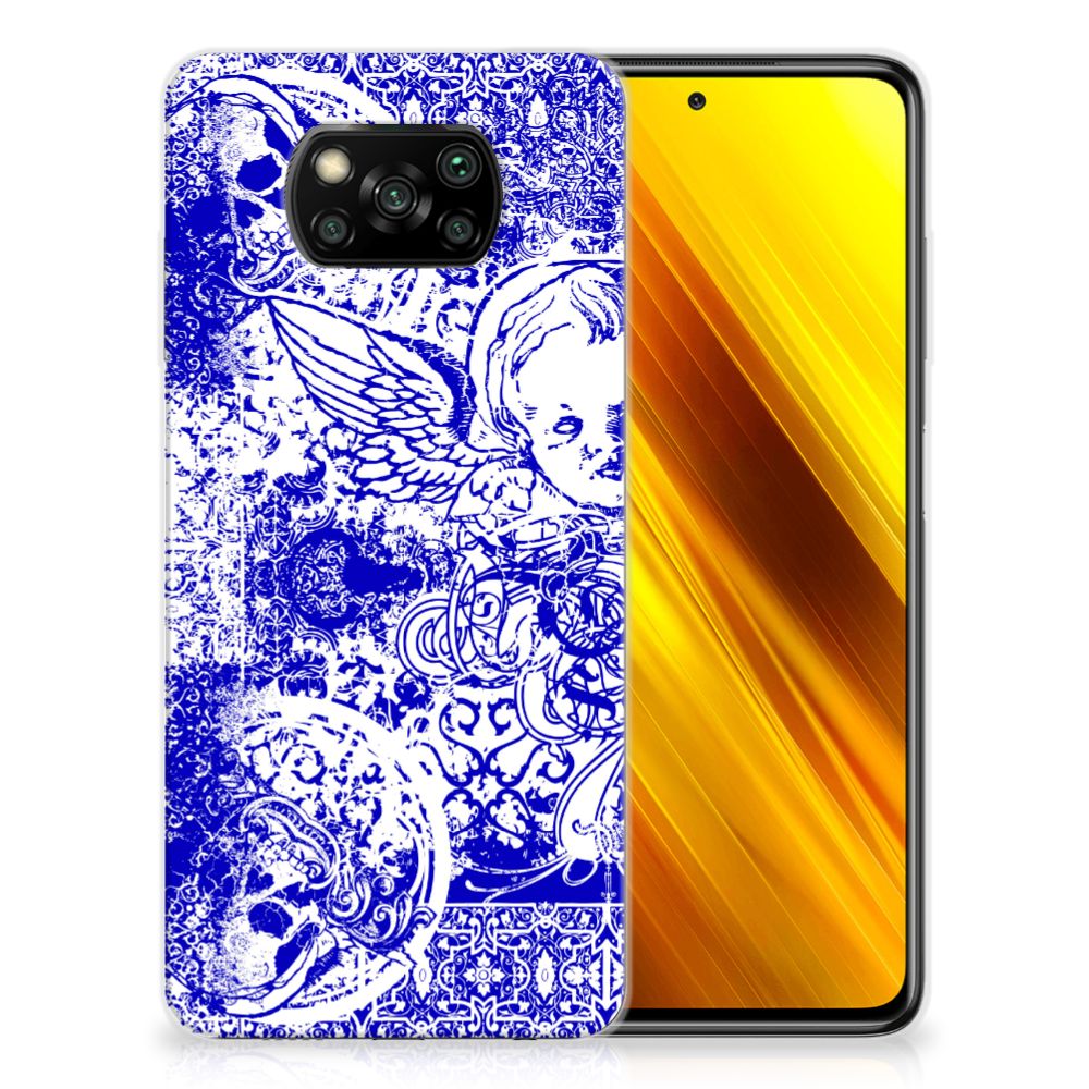Silicone Back Case Xiaomi Poco X3 | Poco X3 Pro Angel Skull Blauw B2C Telecom