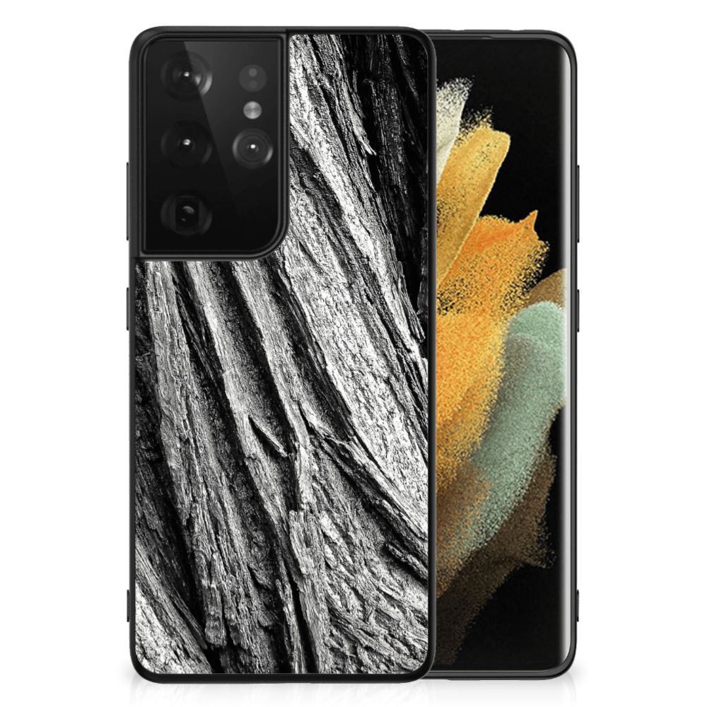 Houten Print Telefoonhoesje Samsung Galaxy S21 Ultra Boomschors Grijs B2C Telecom