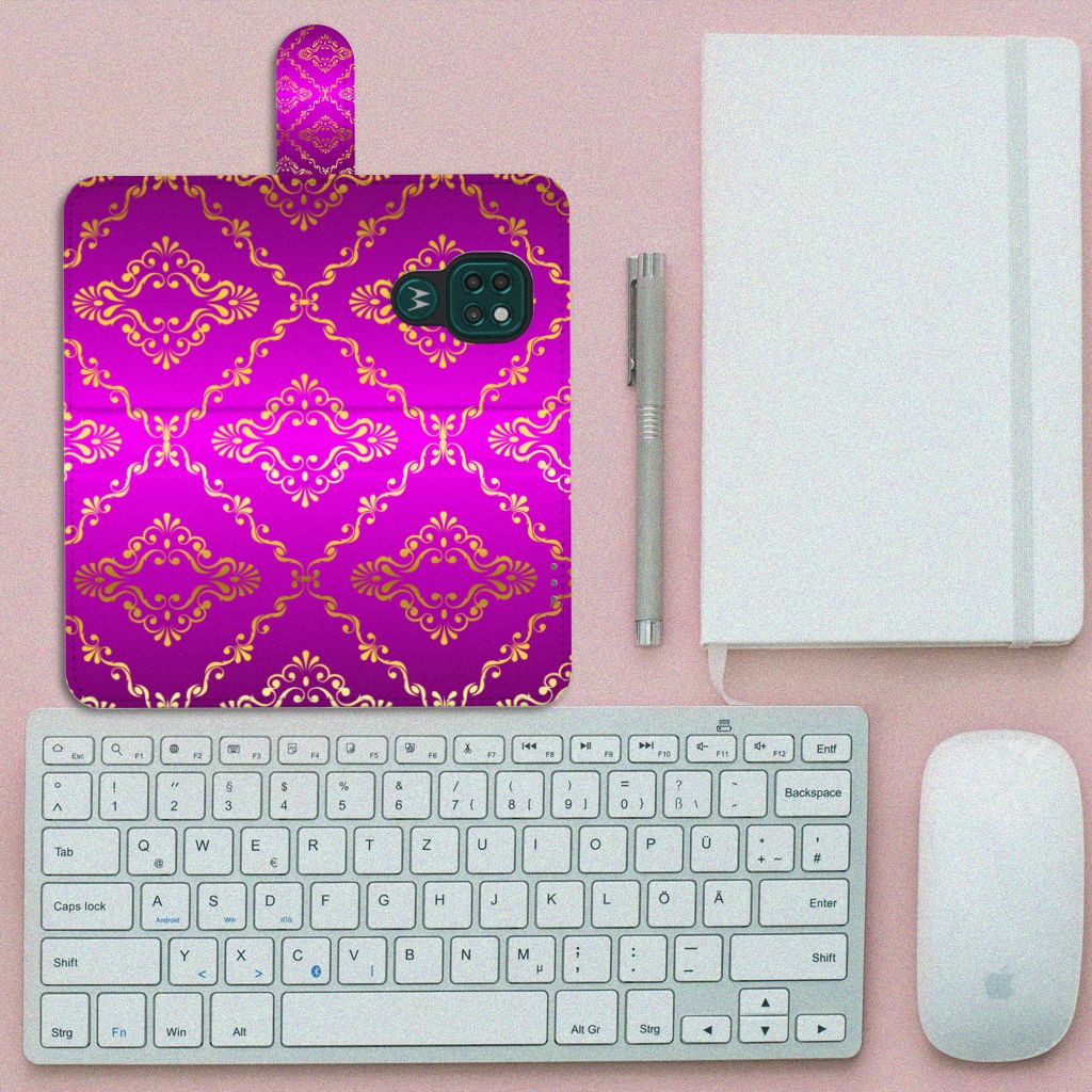 Wallet Case Motorola Moto G9 Play | E7 Plus Barok Roze