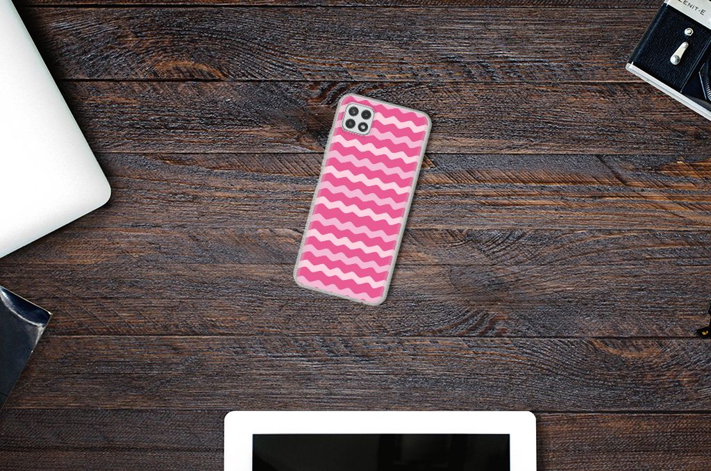 Samsung Galaxy A22 5G TPU bumper Waves Pink B2C Telecom