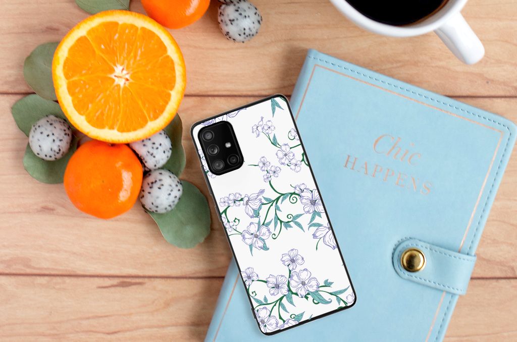 Samsung Galaxy A71 Uniek Bloemen Hoesje Blossom White B2C Telecom